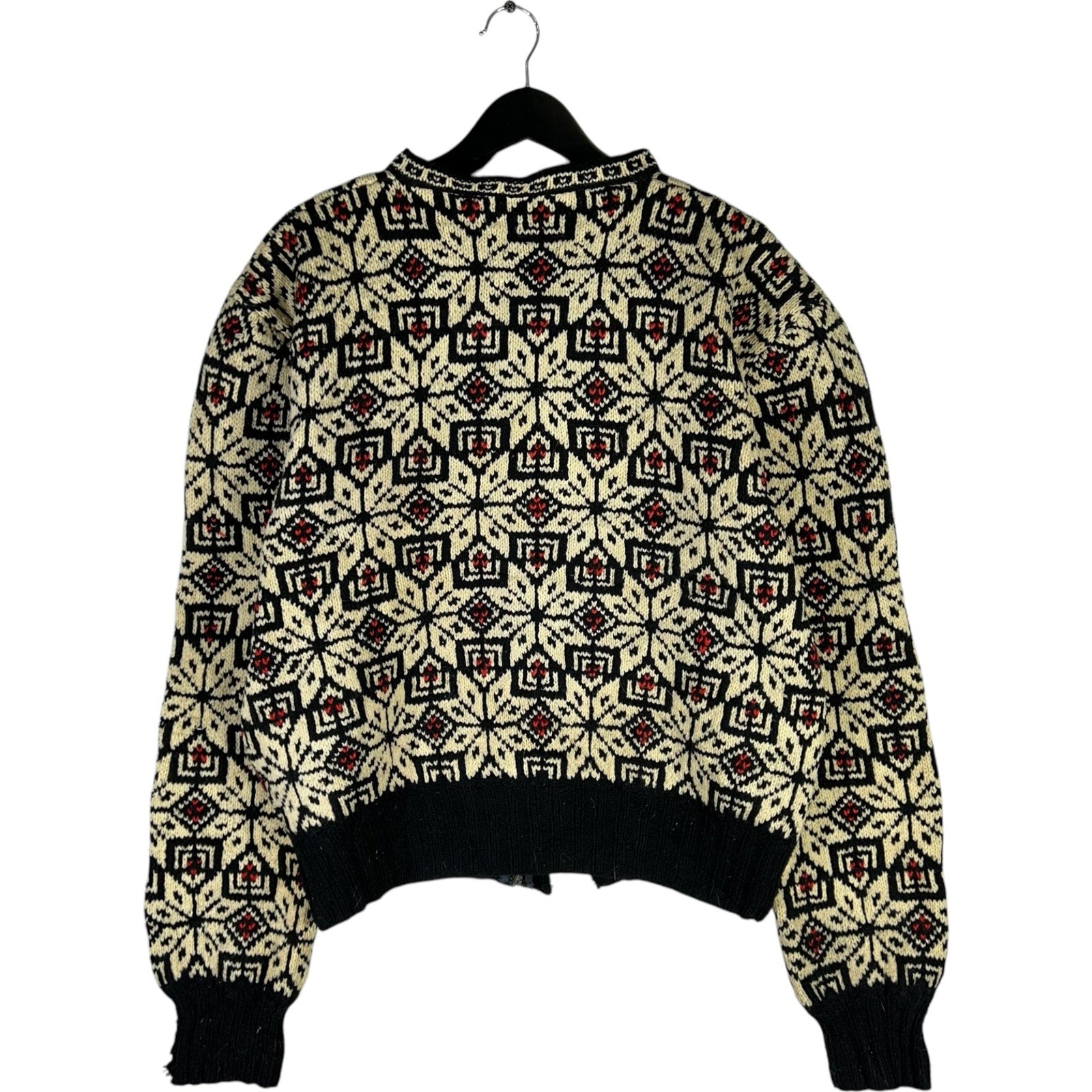 Collection of Vintage Full Zip-Up Snow Flake Christmas Knitted Sweater in a gallery layout