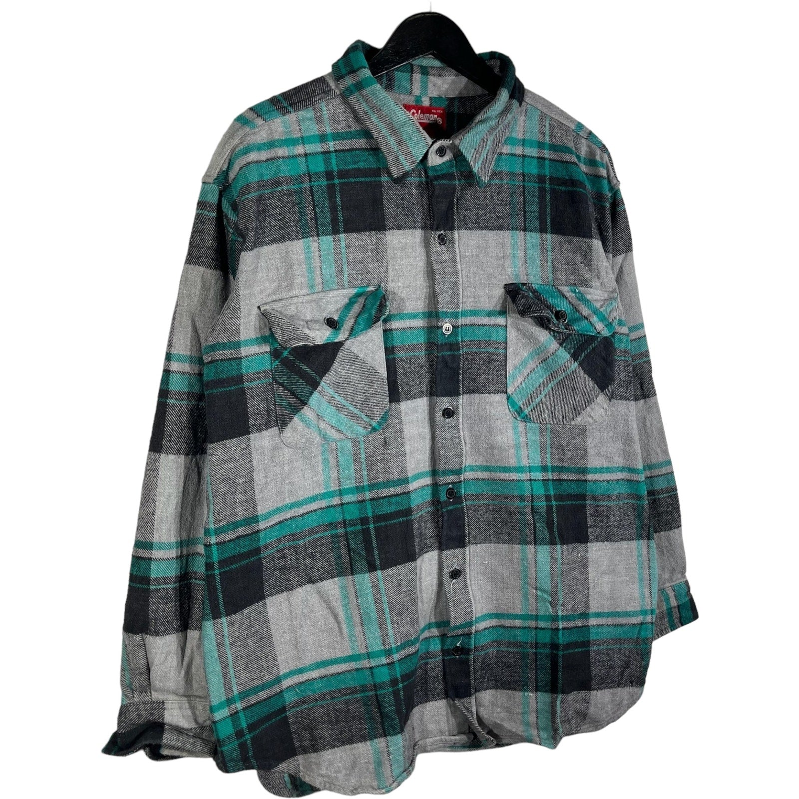 Collection of Coleman Long Sleeve Flannel Plaid Button Down in a gallery layout