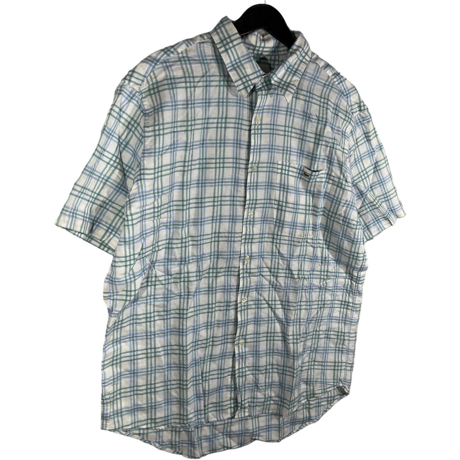 Collection of Lacoste Plaid Short Sleeve Button Up in a gallery layout