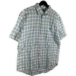 Collection of Lacoste Plaid Short Sleeve Button Up in a gallery layout