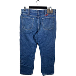 Collection of Wrangler Zip Fly Distressed Straight Leg Dark Wash Denim Pants in a gallery layout