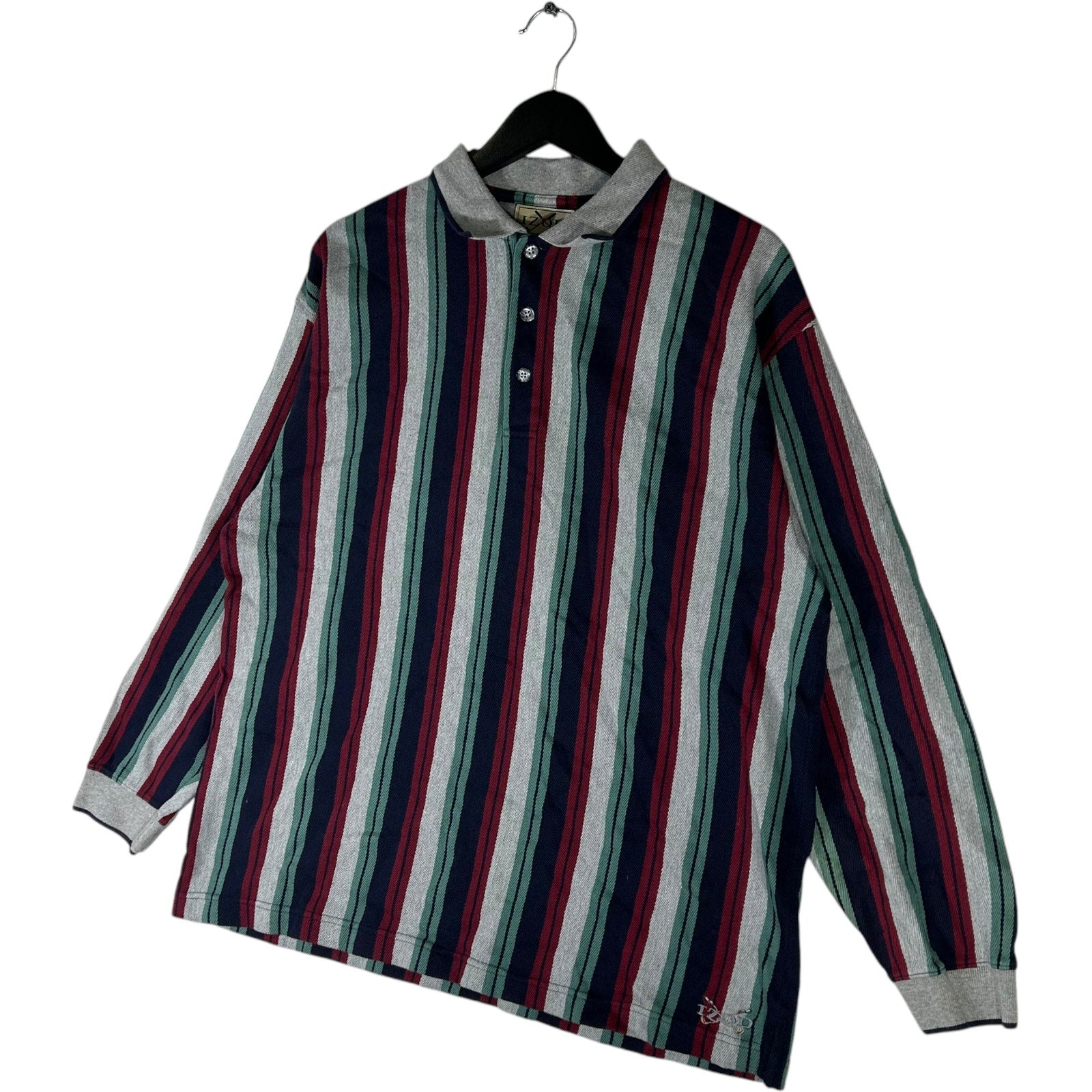 Collection of IZOD Striped Long Sleeve Rugby Polo in a gallery layout