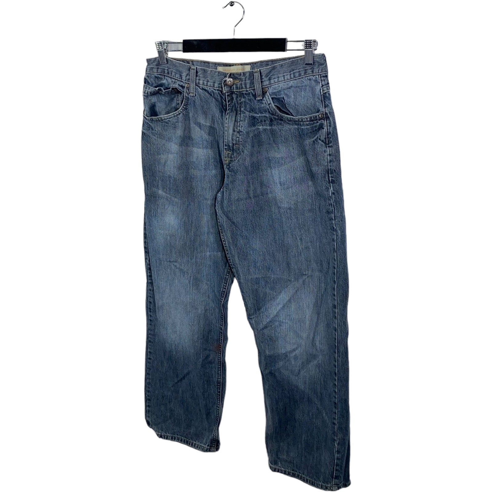 Collection of Wrangler Straight Leg Loose Dark Wash Denim Pants in a gallery layout