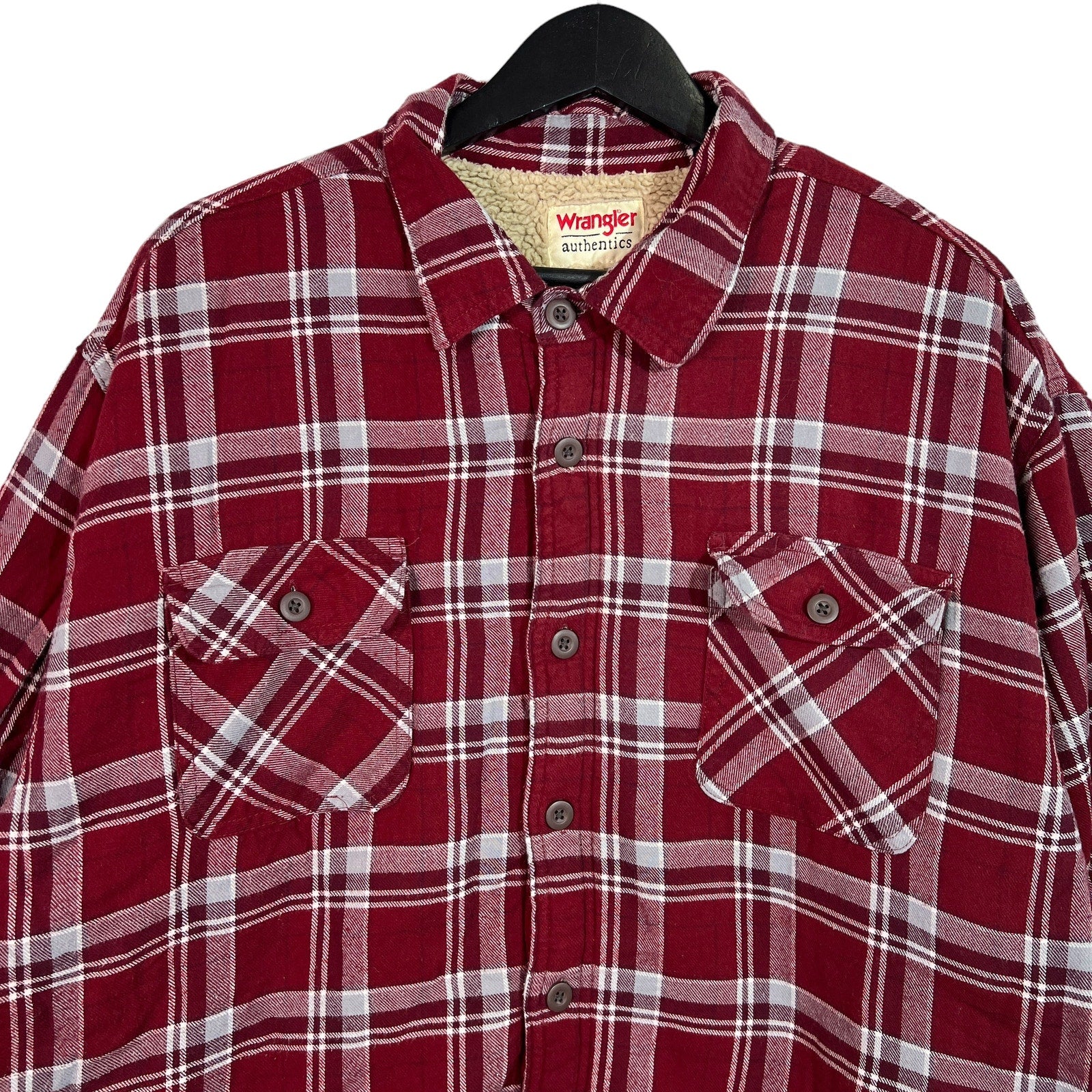 Collection of Wrangler Fleece Lined Collared Button Down Flannel in a gallery layout