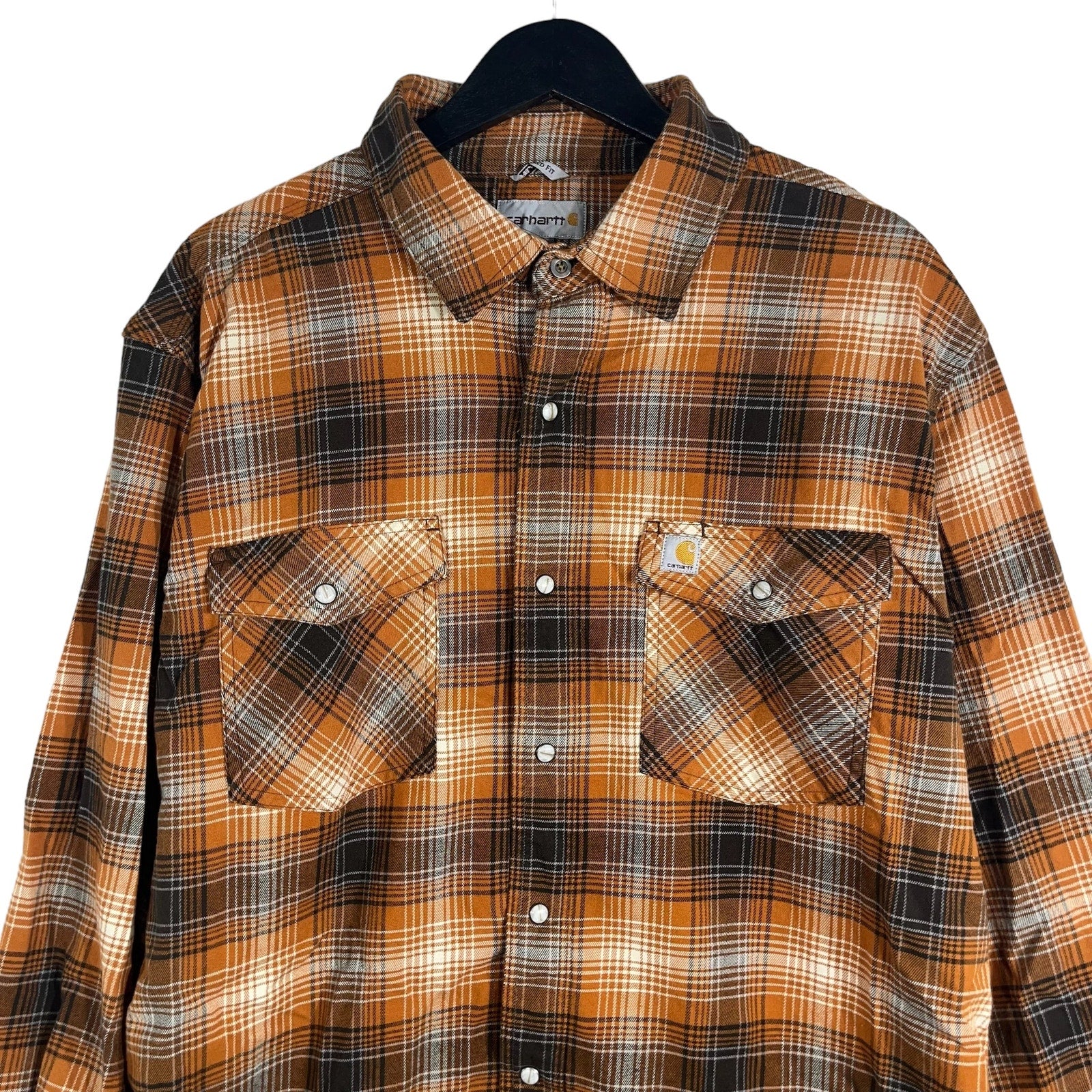 Collection of Carhartt Plaid Long Sleeve Flannel in a gallery layout