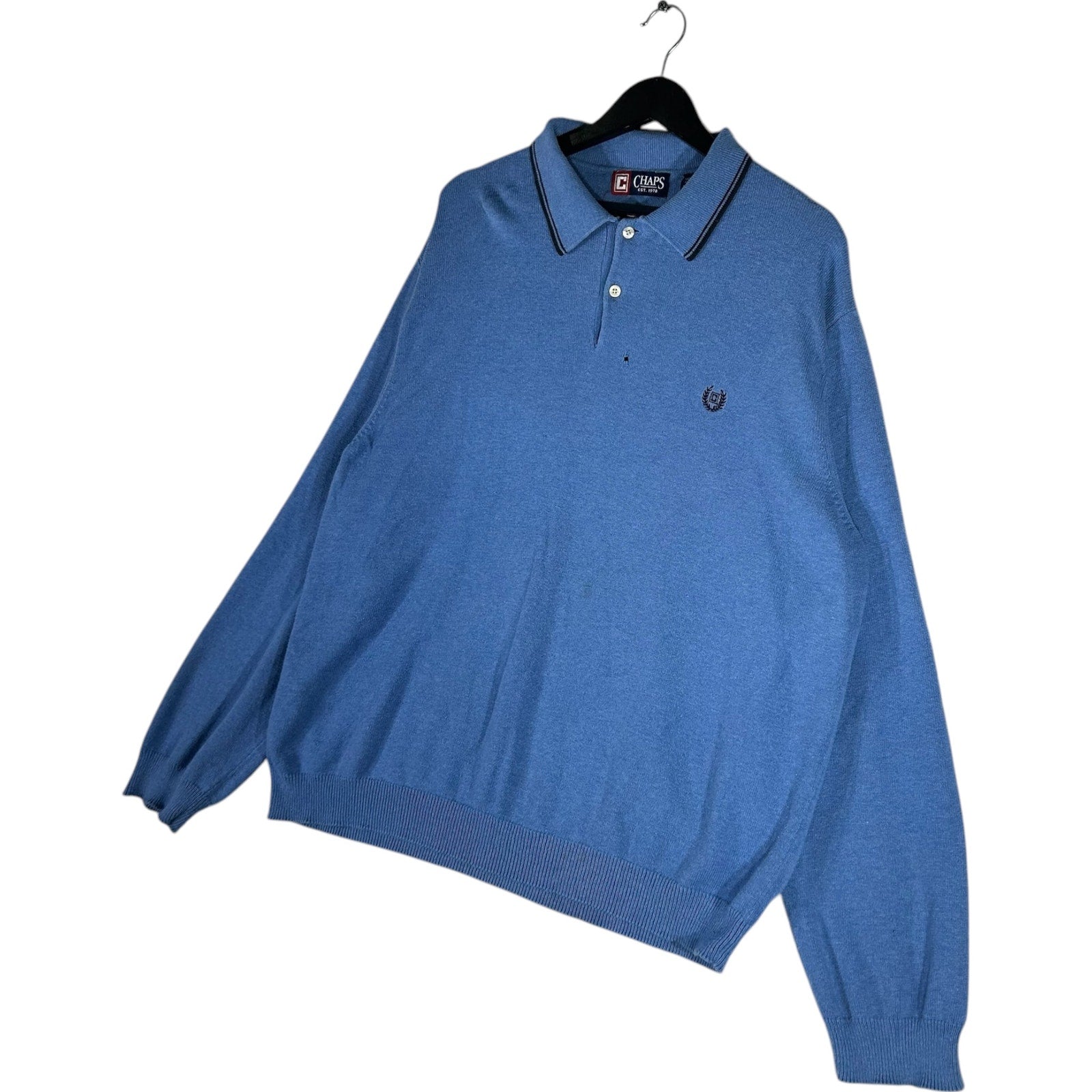 Collection of Chaps Mini Logo Collared Sweater in a gallery layout