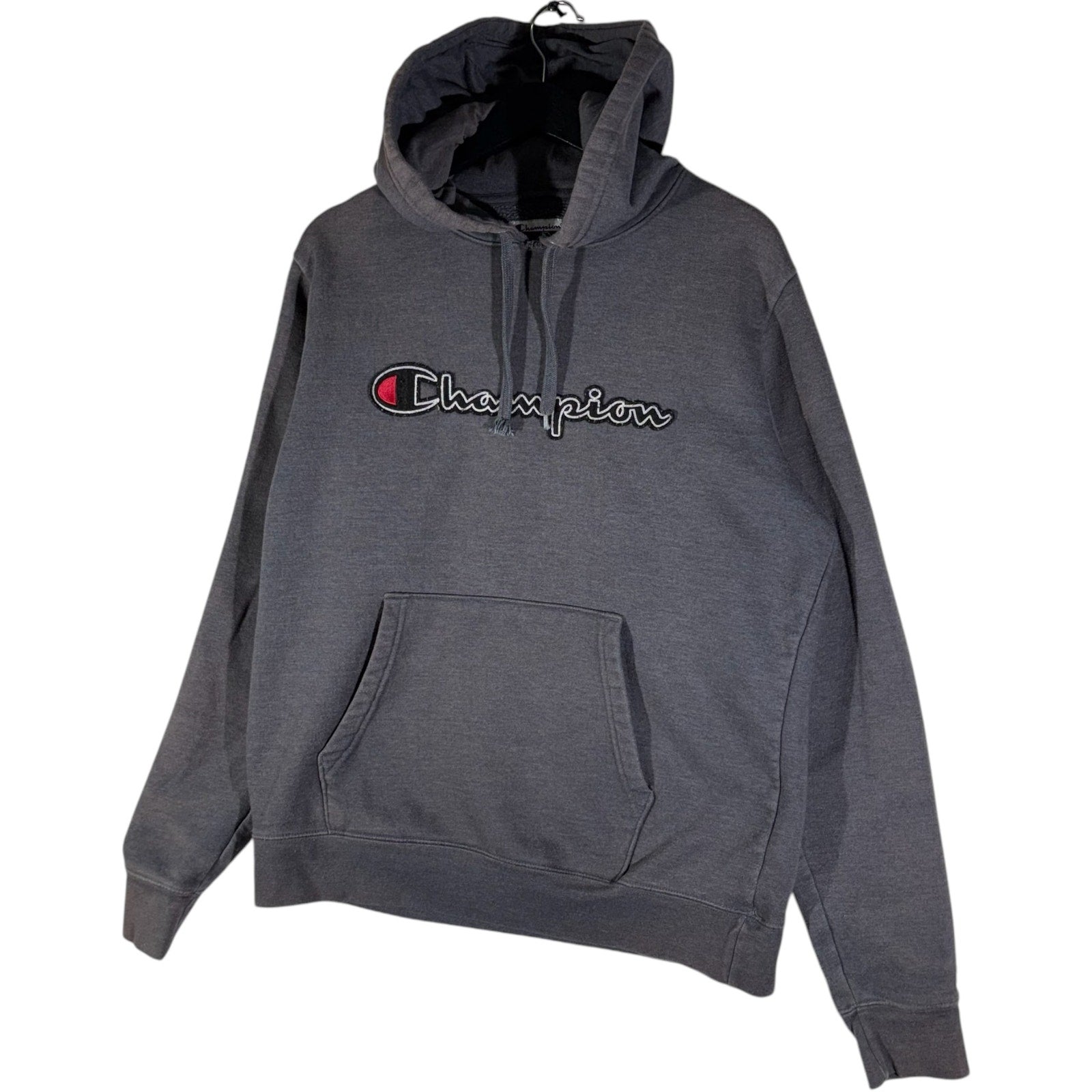 Collection of Champion Embroidered Spellout Logo Hoodie in a gallery layout