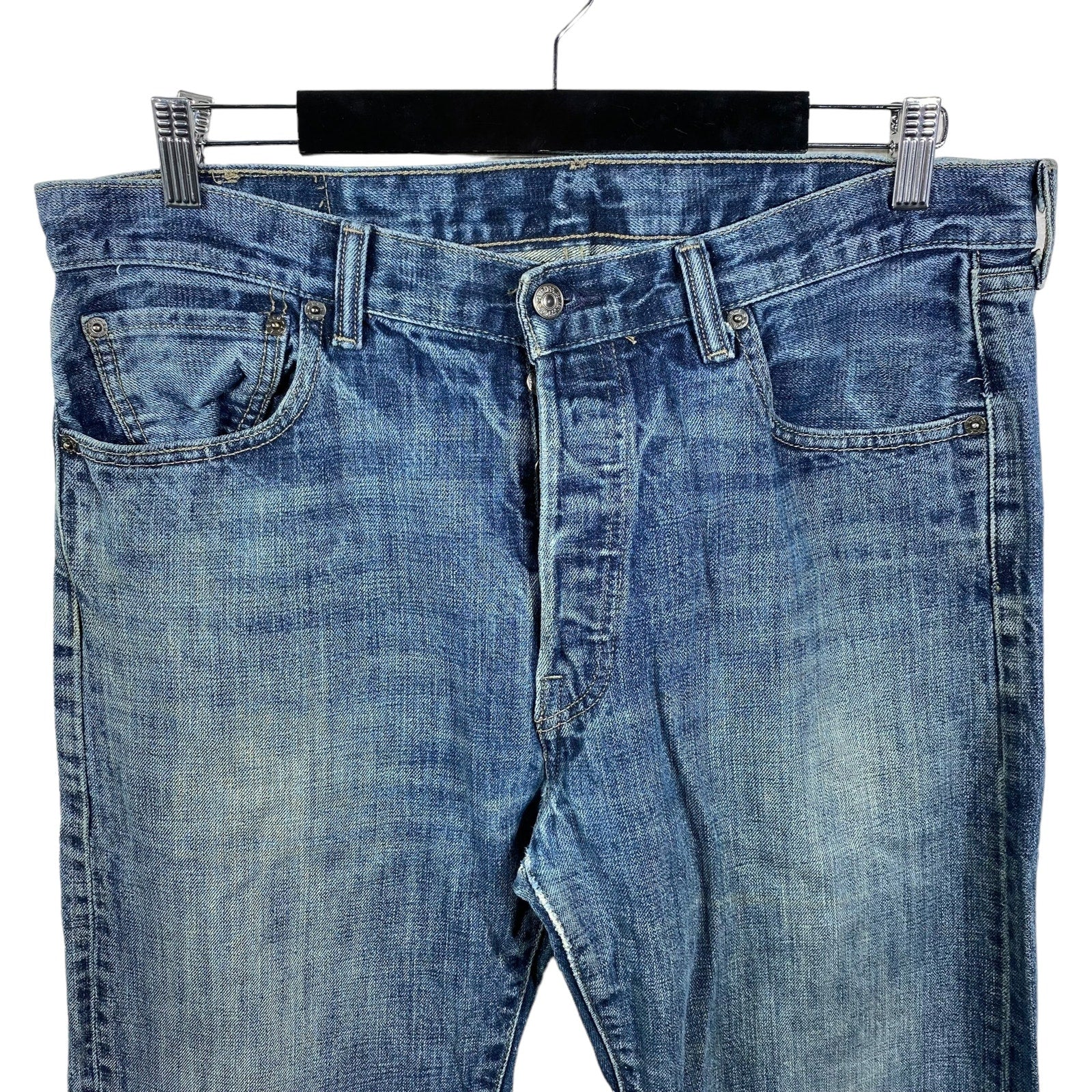 Collection of Levis 501 Zip Fly Straight Leg Denim Pants in a gallery layout