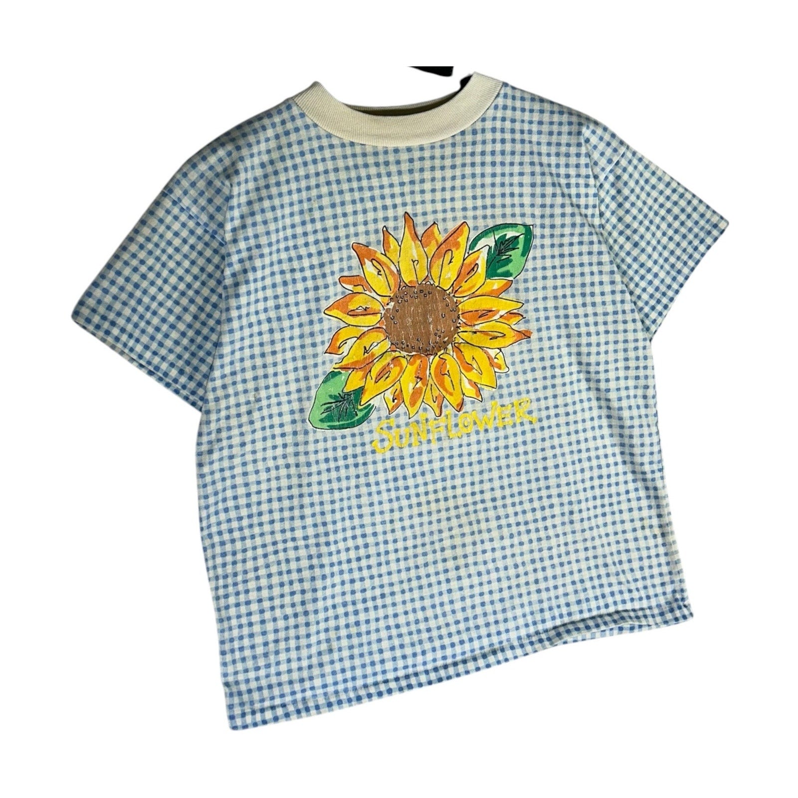 Collection of Vintage Women's Sunflower Plaid Baby Tee in a gallery layout