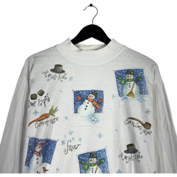 Collection of Rel-E-Vant Products Snowmen AOP Mock Neck Long Sleeve in a gallery layout