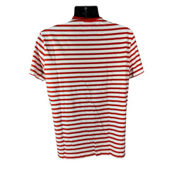 Collection of Lacoste Embroidered Logo Striped V Neck Tee in a gallery layout