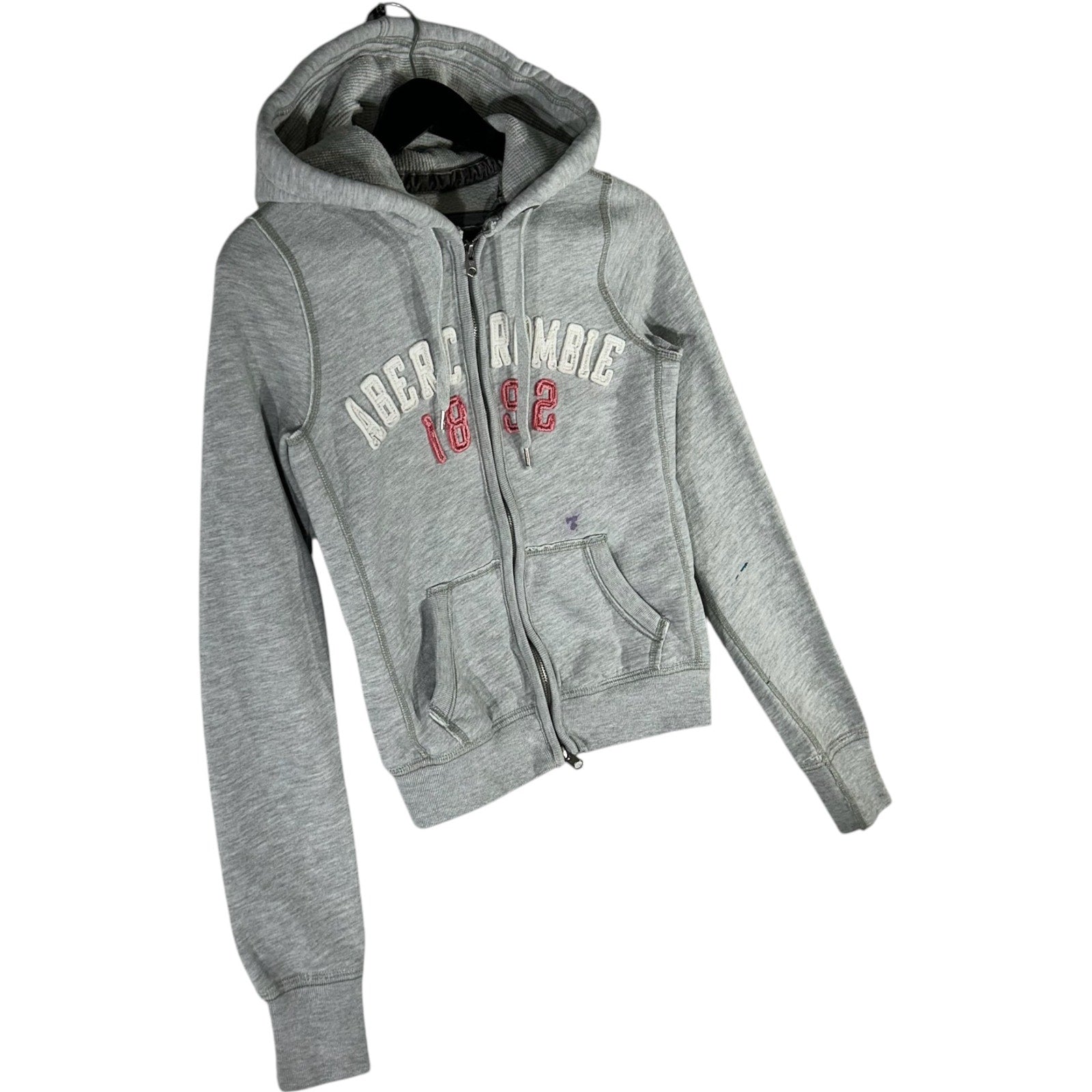 Collection of Women's Abercrombie & Fitch Spellout Logo Full Zip Hoodie in a gallery layout