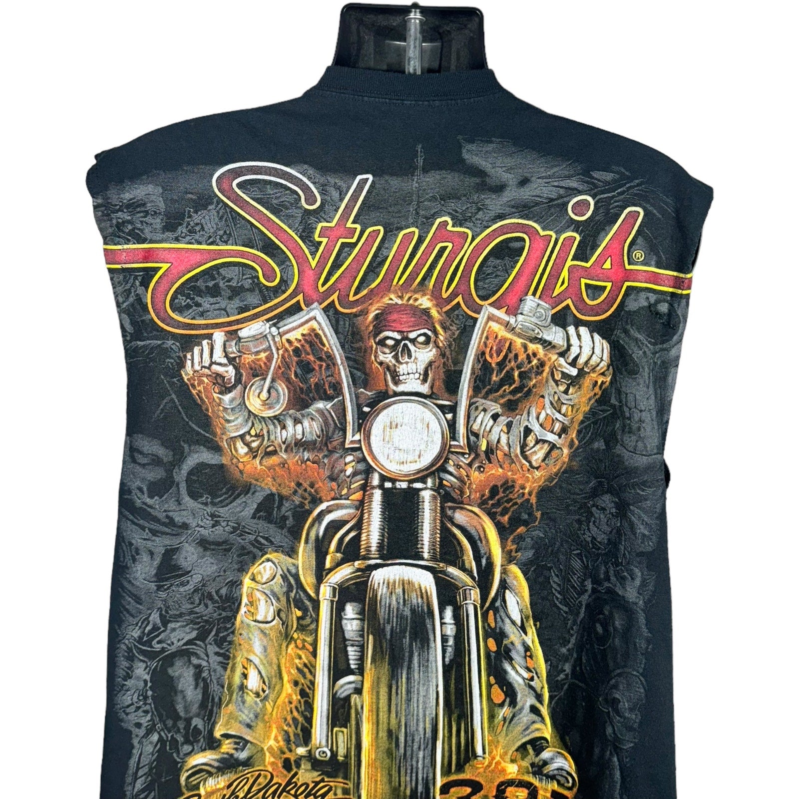 Collection of Sturgis Black Hills Motorcycle Rally Skeleton AOP Tank Top in a gallery layout