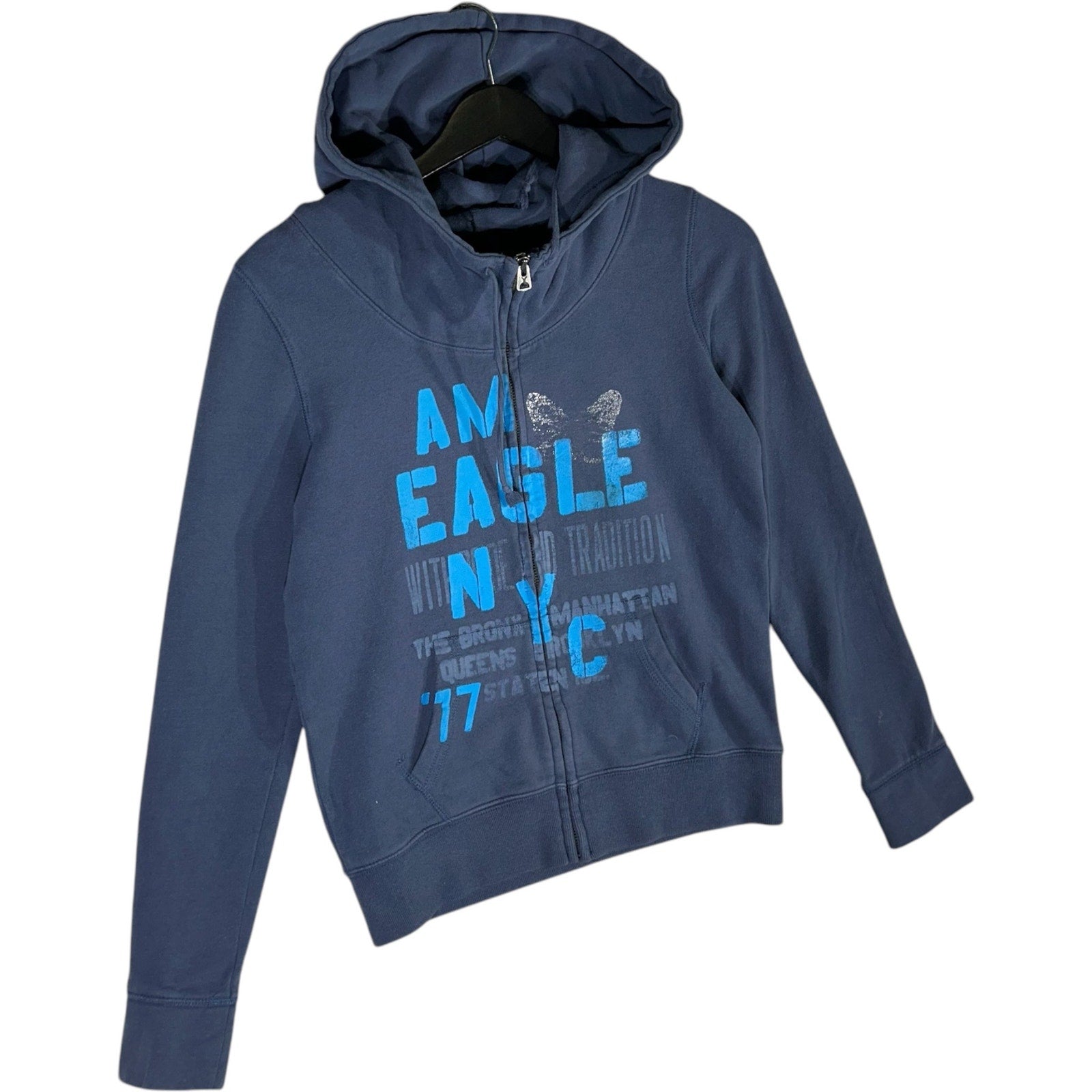 Collection of American Eagle Spellout Full Zip Hoodie in a gallery layout