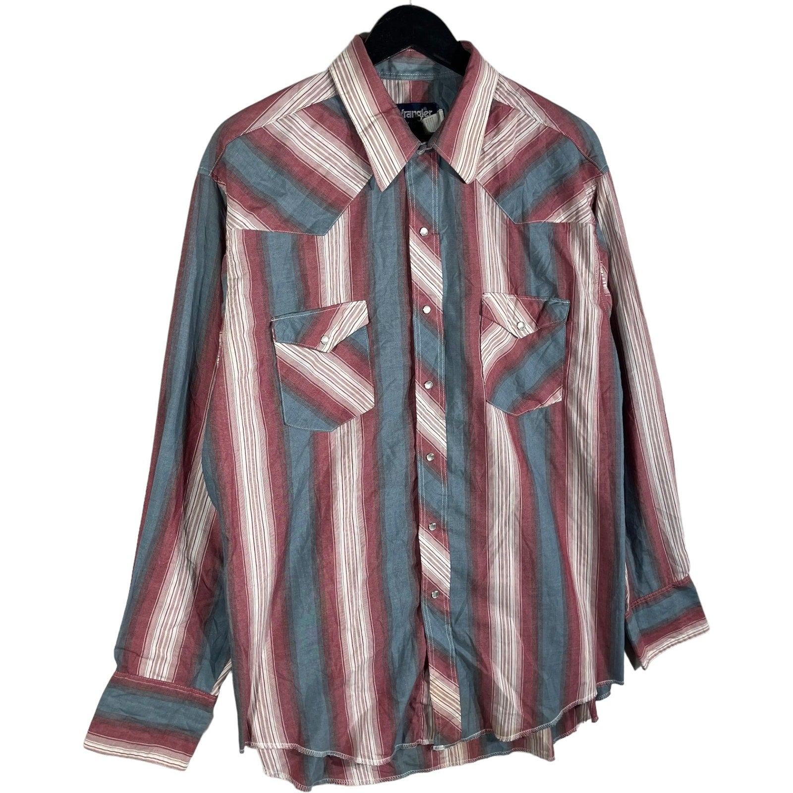 Collection of Wrangler Cowboy Cut Striped Long Sleeve Button Down in a gallery layout