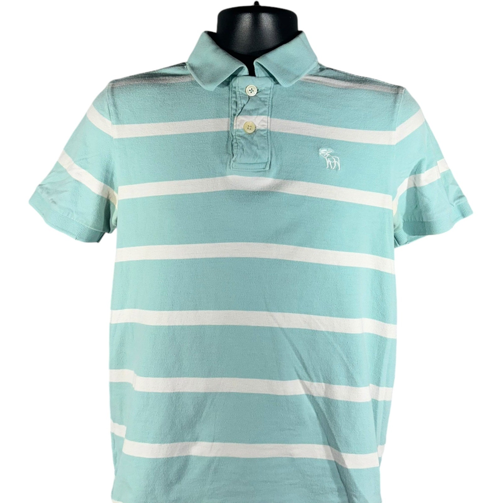 Collection of Abercrombie & Fitch Striped Short Sleeve Polo in a gallery layout