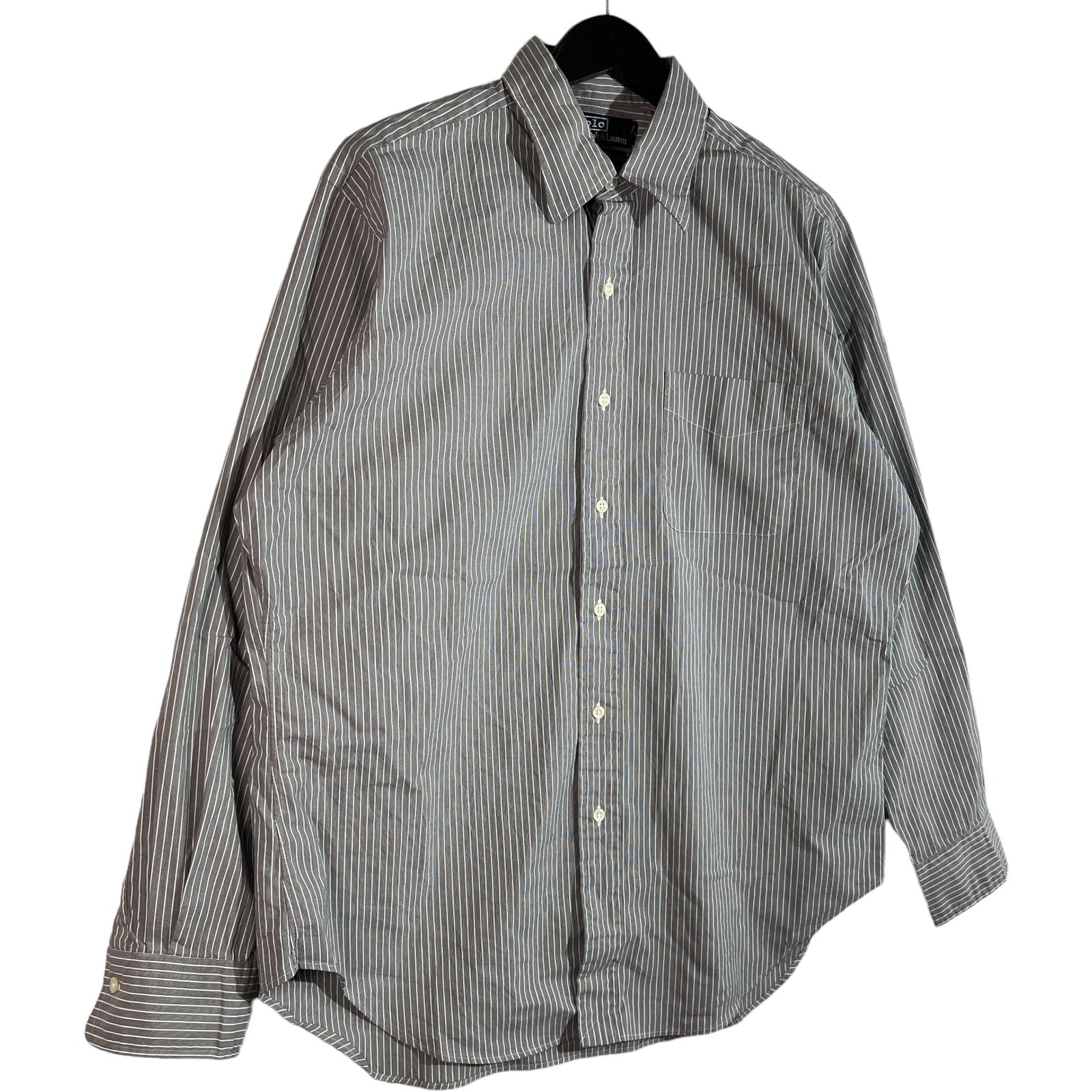 Collection of Polo Ralph Lauren Stripe Long Sleeve Button Down Dress Shirt in a gallery layout