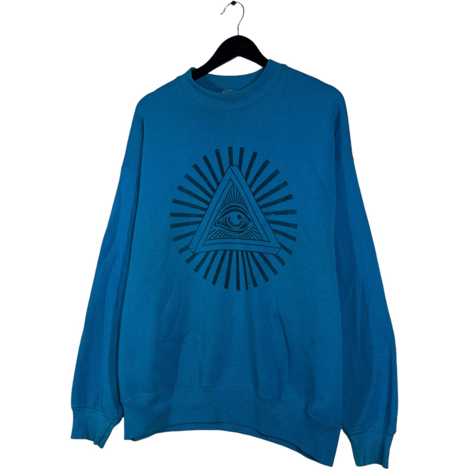 Collection of Fruit Of The Loom All Seeing Illuminati Eye Crewneck in a gallery layout