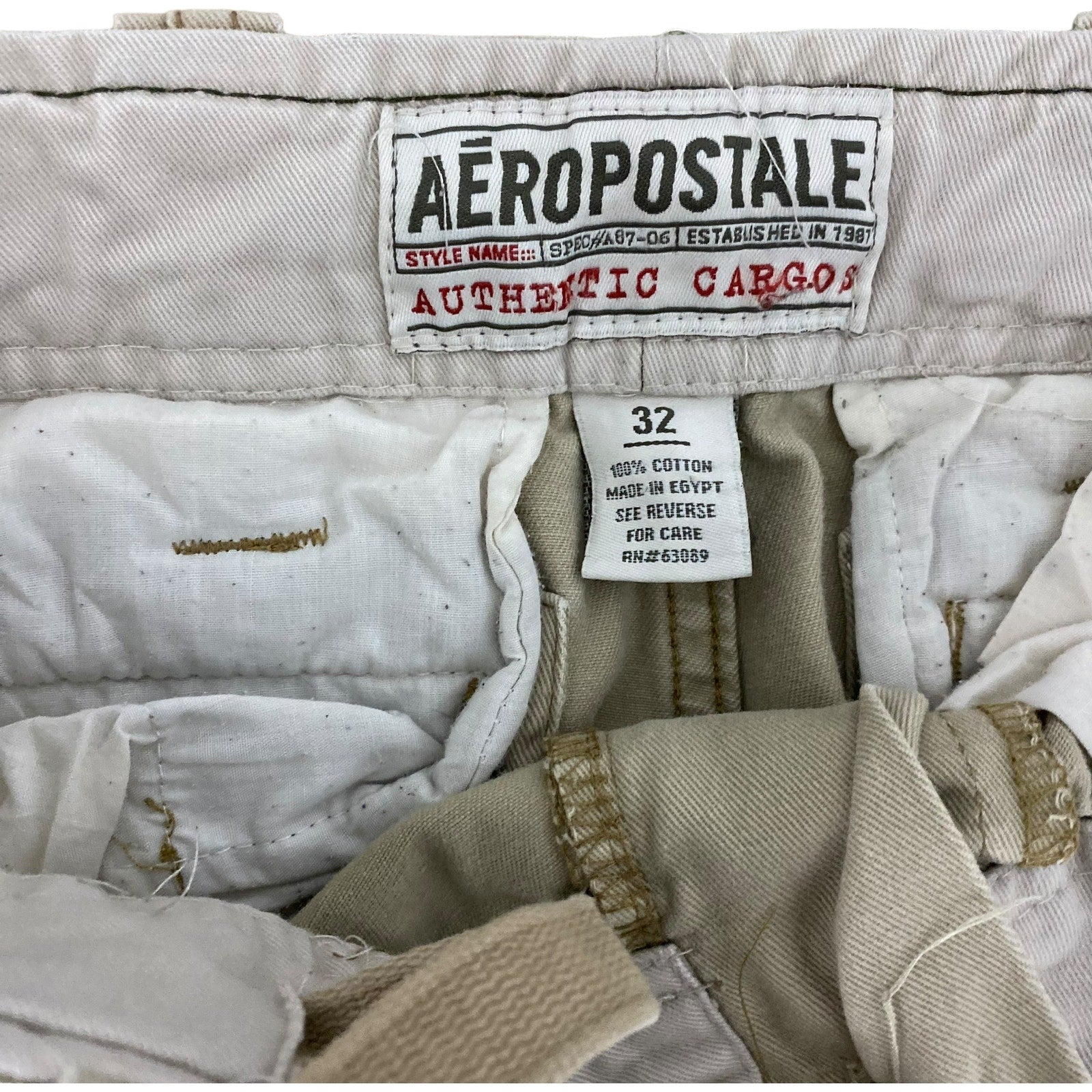 Collection of Aeropostale Zip Fly Cargo Tan Shorts in a gallery layout