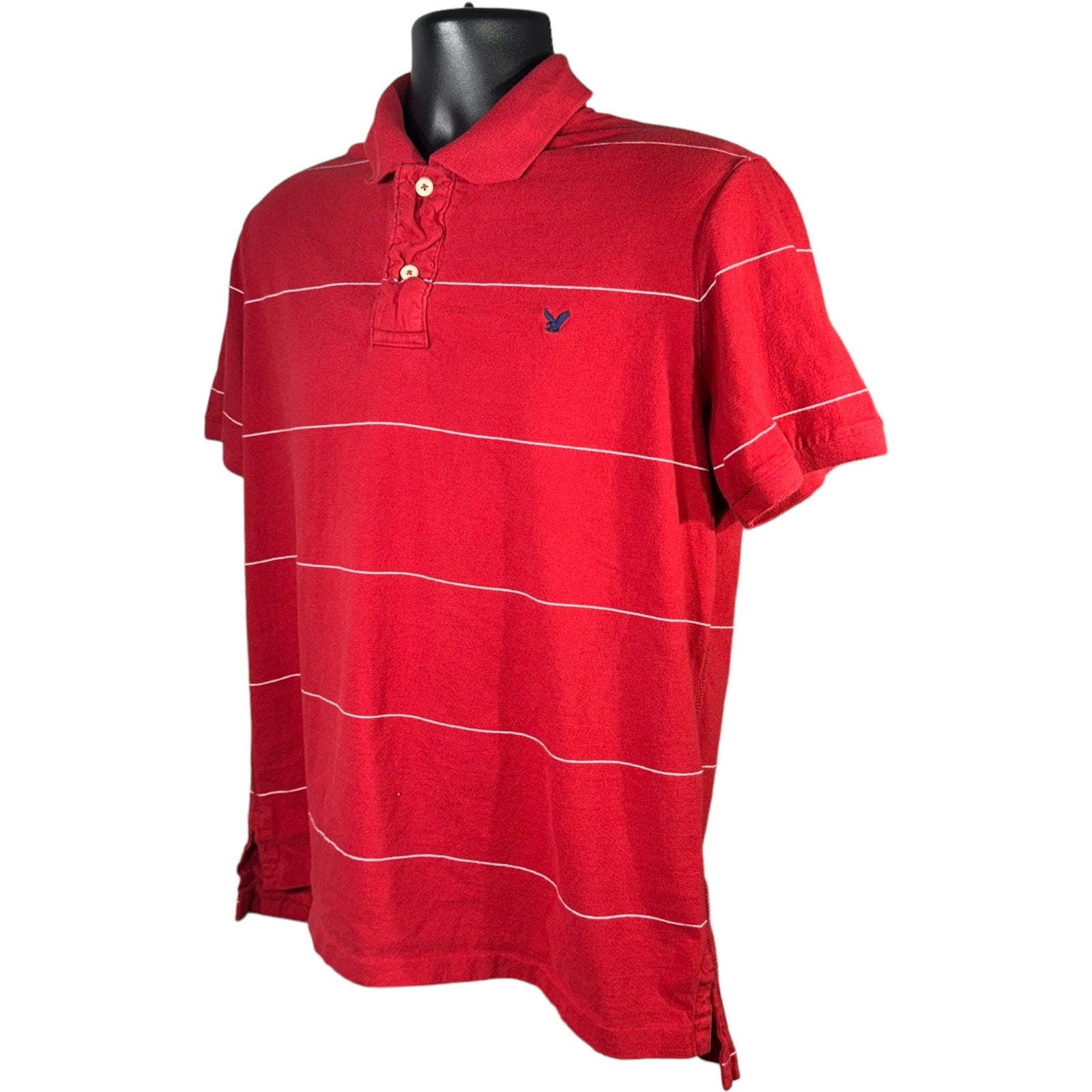 Collection of American Eagle Striped Short Sleeve Polo in a gallery layout