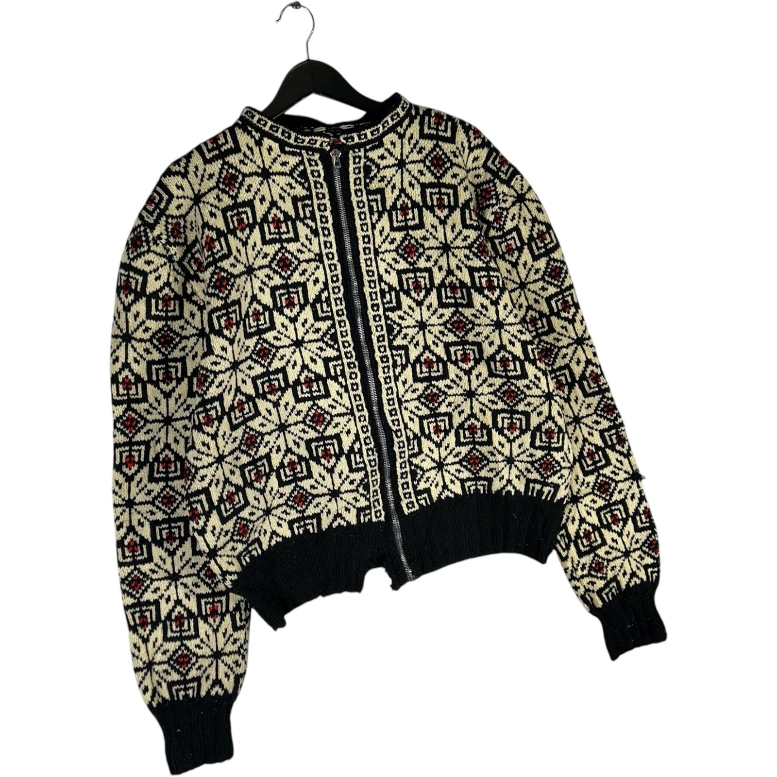 Collection of Vintage Full Zip-Up Snow Flake Christmas Knitted Sweater in a gallery layout