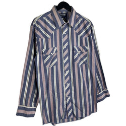 Collection of Wrangler Cowboy Fit Stripe Long Sleeve Button Down in a gallery layout