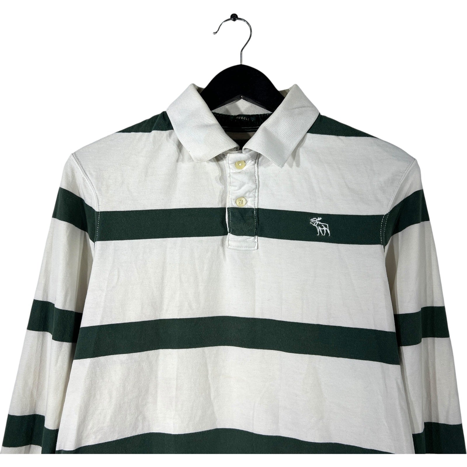 Collection of Abercrombie & Fitch  Striped Long Sleeve Rugby Polo in a gallery layout