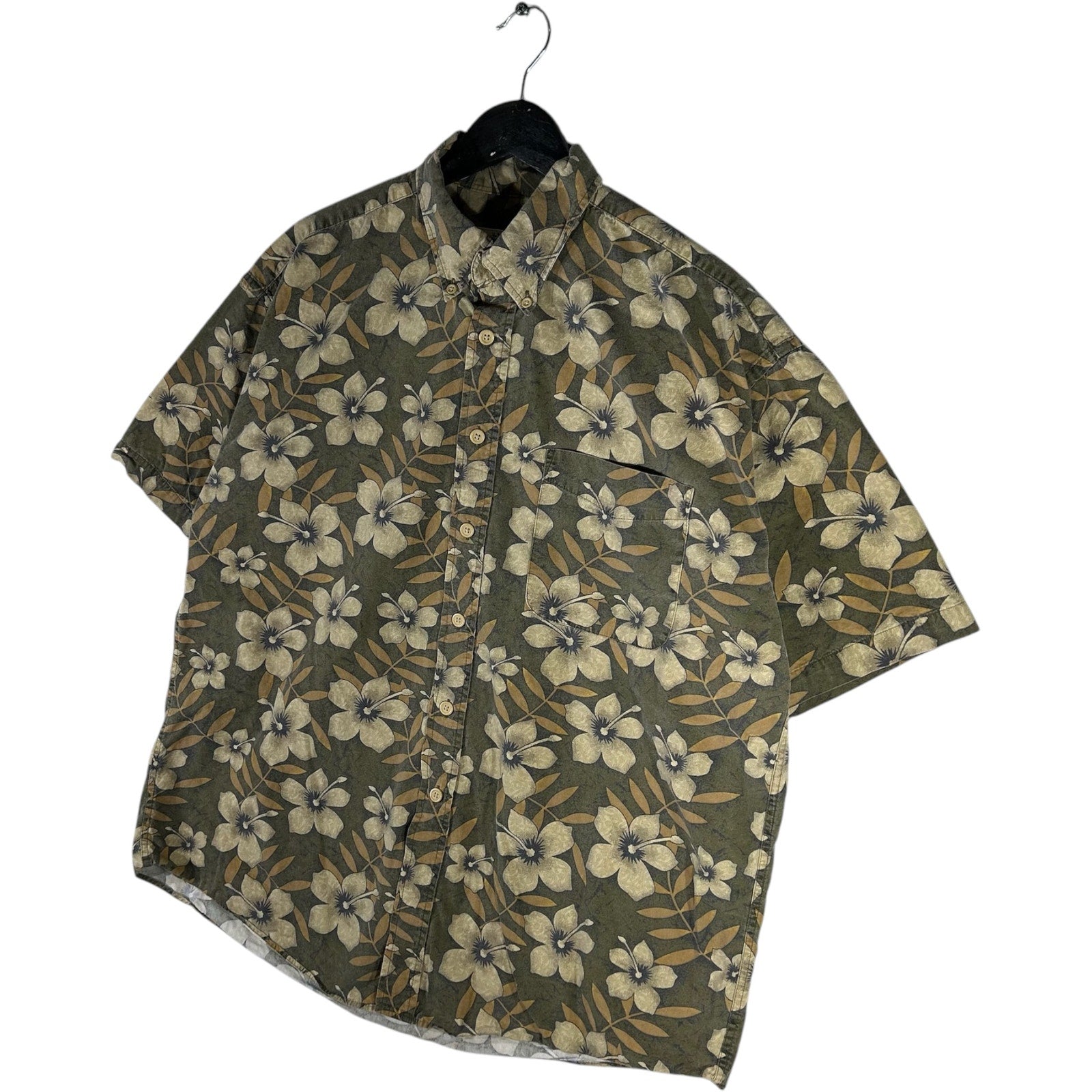 Collection of Weathered Dyed Crossings Floral Print Button Up in a gallery layout