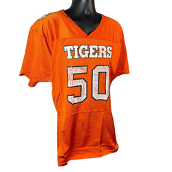 Collection of Vintage Auburn University Tigers Wilson Football Jersey #50 in a gallery layout