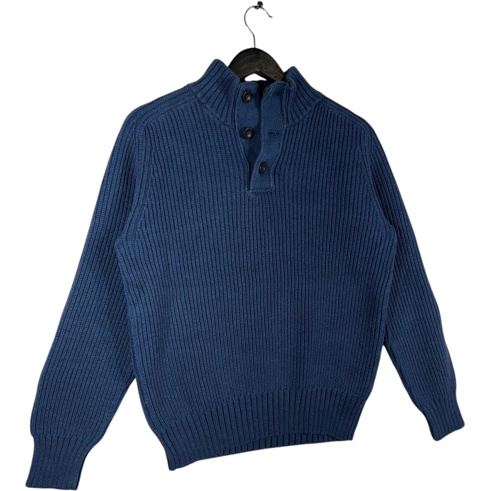 Collection of American Eagle Outfitters Ribbed Knit 1/2 Button Sweater in a gallery layout