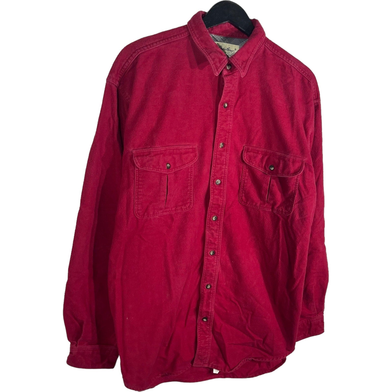 Collection of Eddie Bauer Flannel Lined Long Sleeve Button Down in a gallery layout