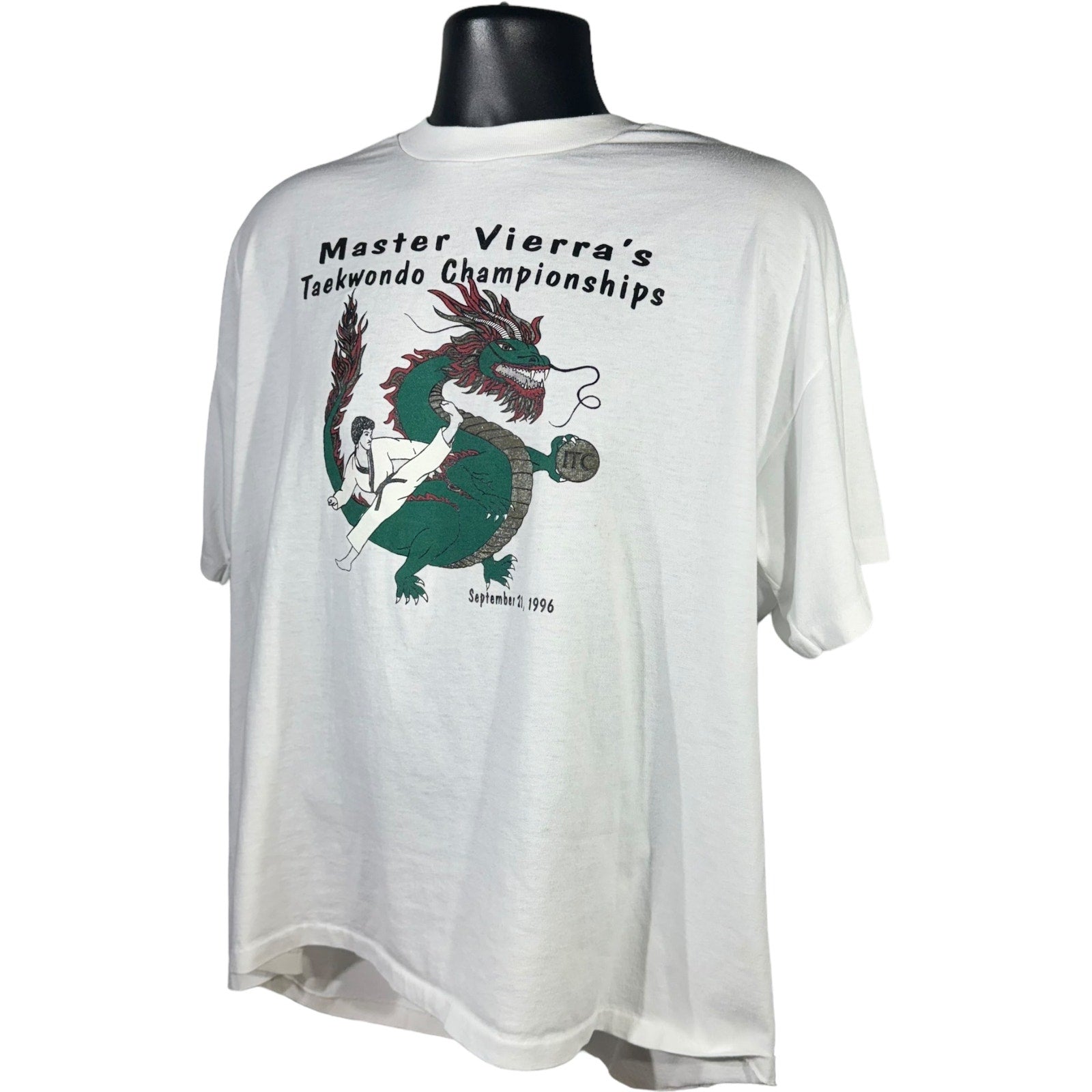 Collection of Vintage Master Vierra's Taekwondo Championships Tee 1996 in a gallery layout