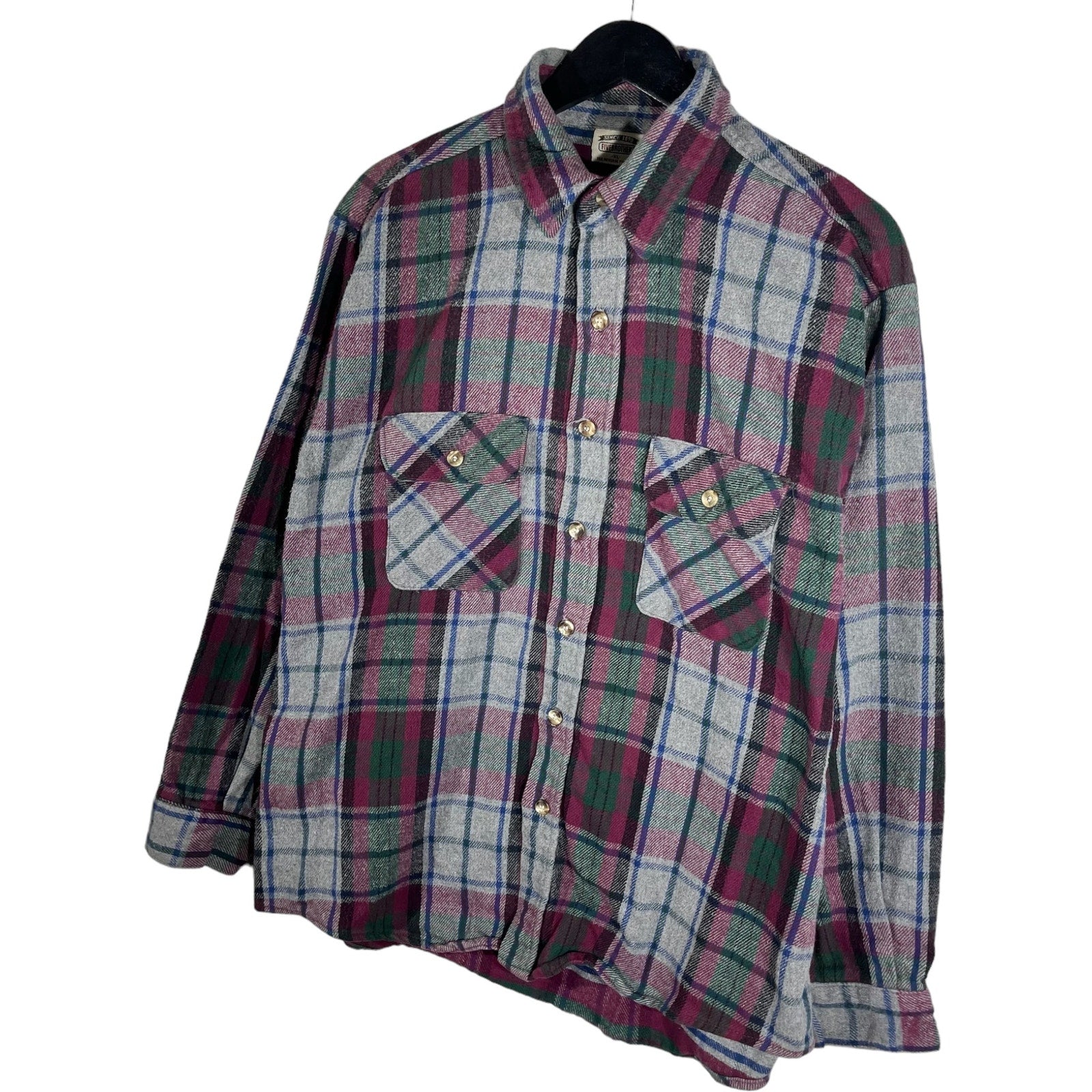 Collection of Vintage Five Brother Plaid Long Sleeve Flannel in a gallery layout