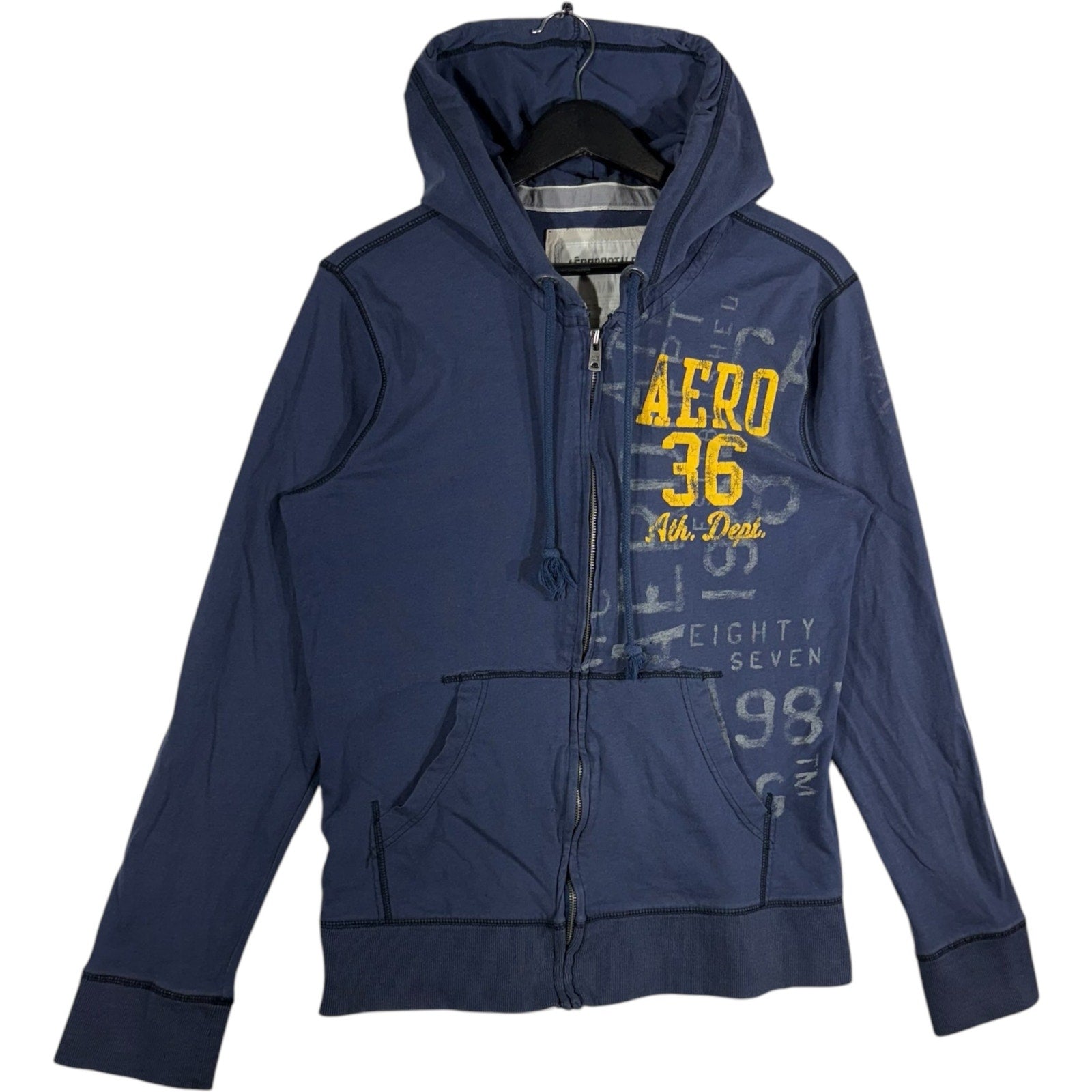 Collection of Aeropostale Full Zip Hoodie Blue Mens Medium in a gallery layout