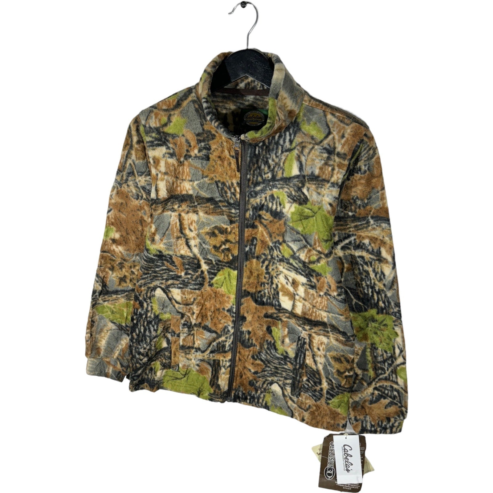 Collection of NWT Cabelas Full Zip Tree Camo Fleece Jacket in a gallery layout