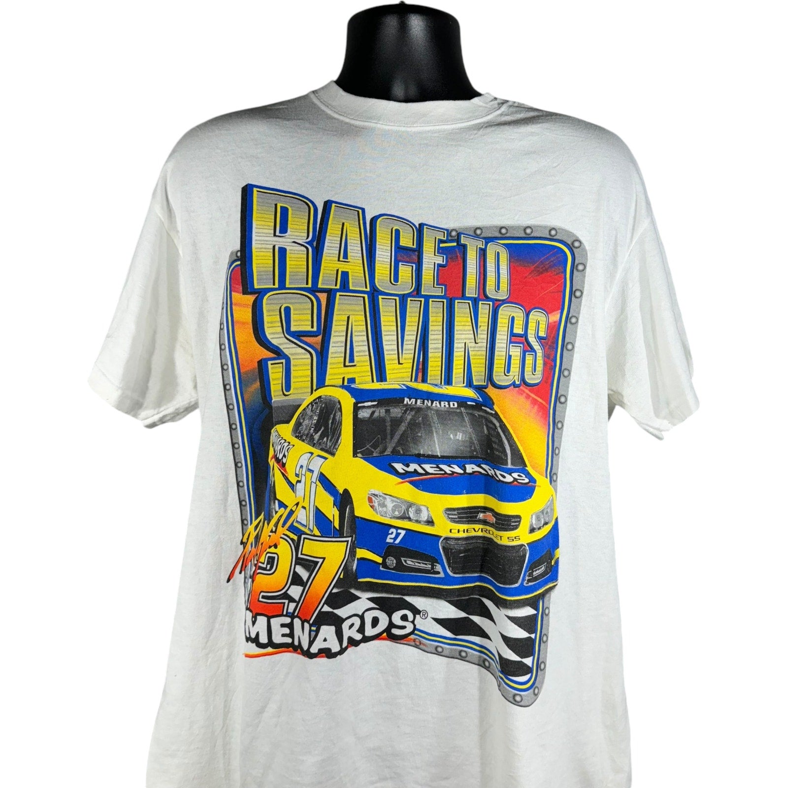 Collection of Race To Savings Paul Menards 27 Nascar Tee in a gallery layout