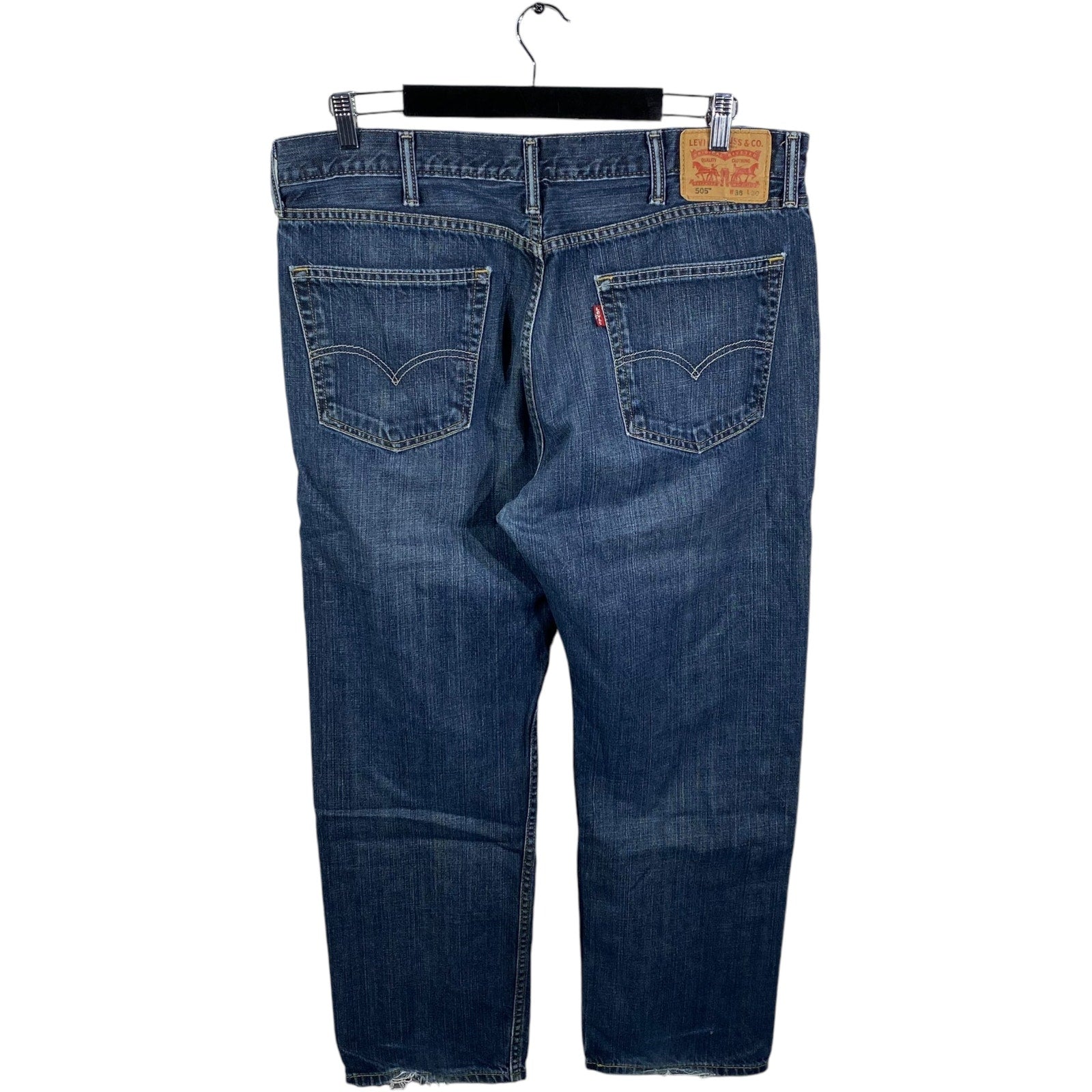 Collection of Levi's 505 Denim Straight Leg Jeans 38x30 in a gallery layout