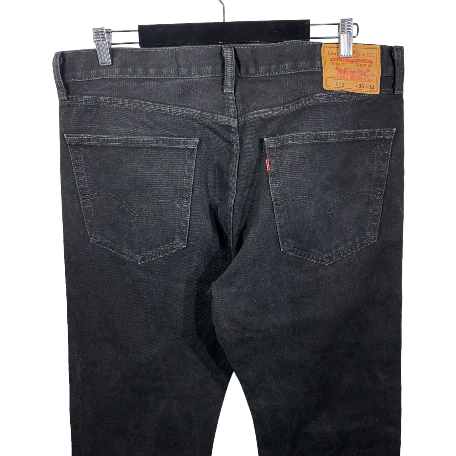 Collection of Levi's Denim Straight Leg Black Jeans 38x32 in a gallery layout
