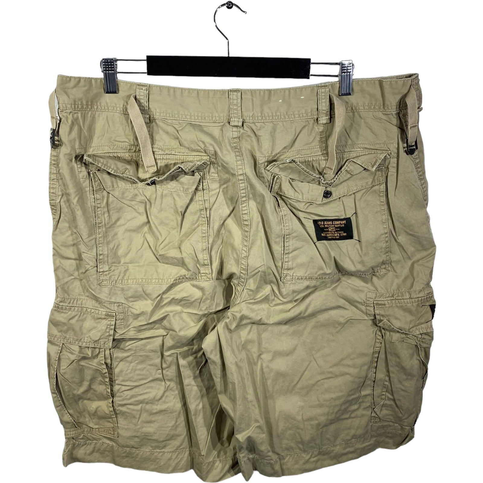 Collection of Polo Jeans Co. Ralph Lauren Zip Fly Cargo Tan Shorts in a gallery layout