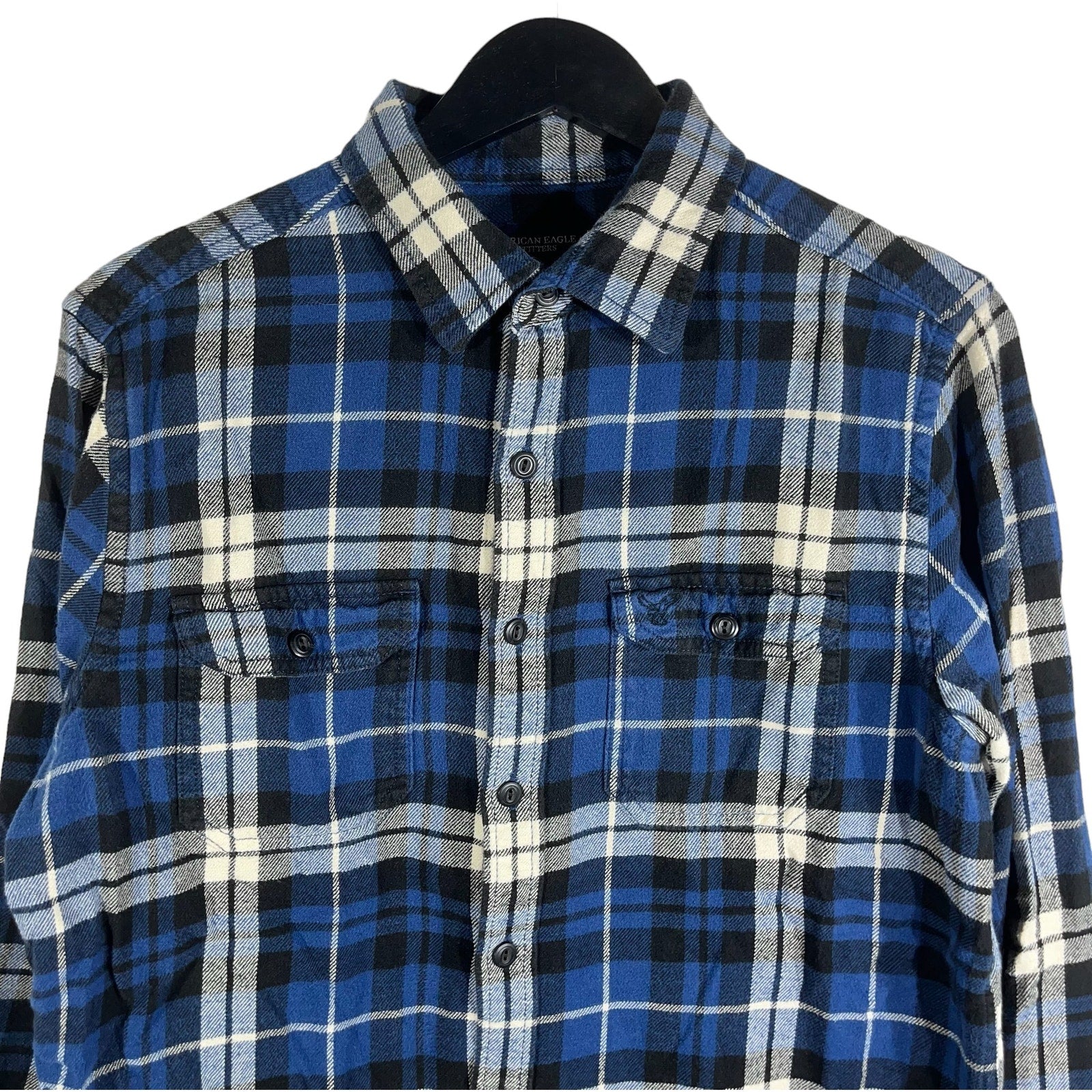 Collection of American Eagle Plaid Long Sleeve Flannel in a gallery layout