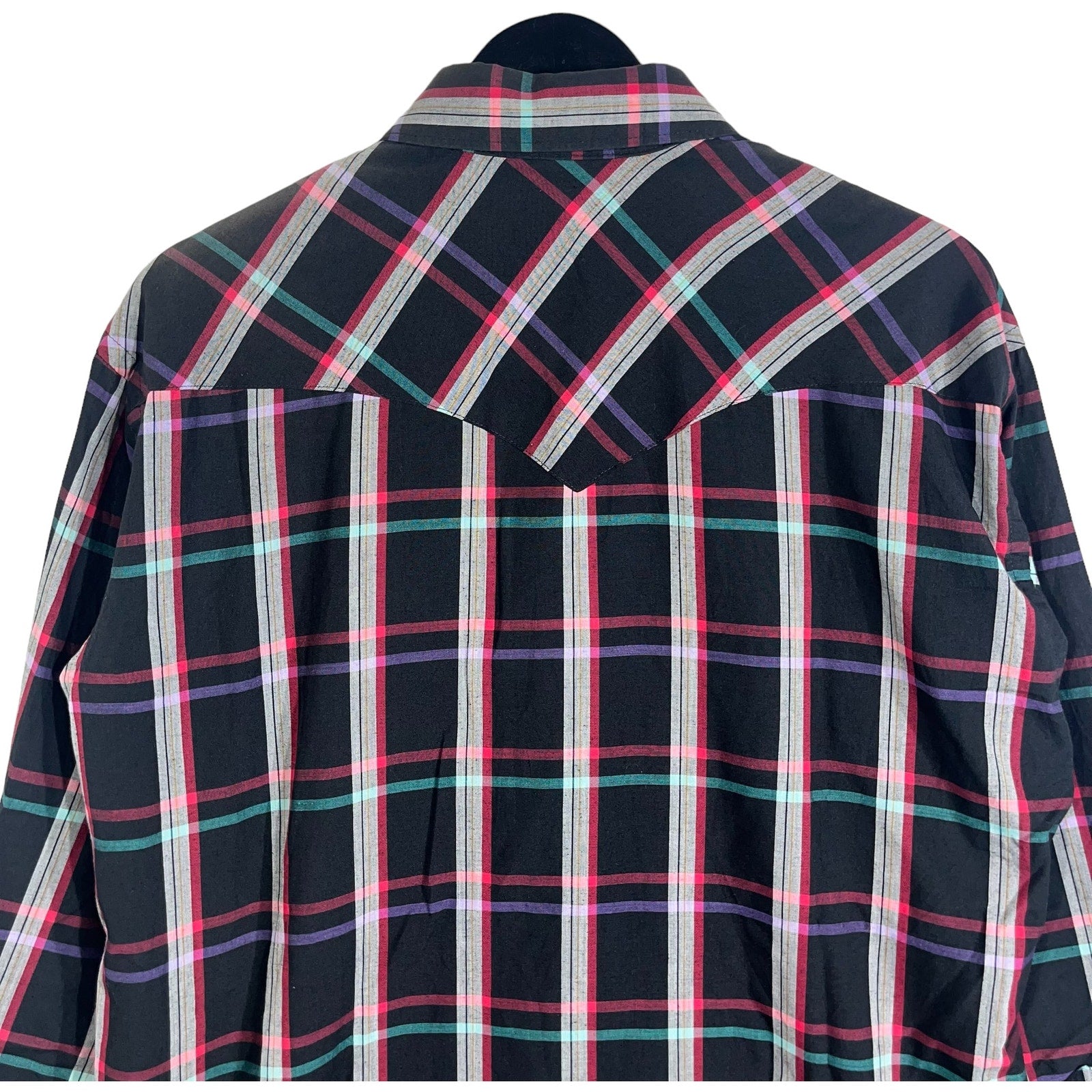 Collection of Vintage Wrangler Cowboy Cut Long Sleeve Plaid Button Down in a gallery layout