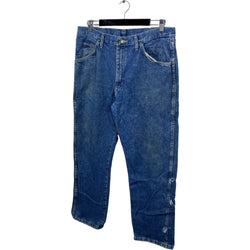 Collection of Wrangler Zip Fly Distressed Straight Leg Dark Wash Denim Pants in a gallery layout