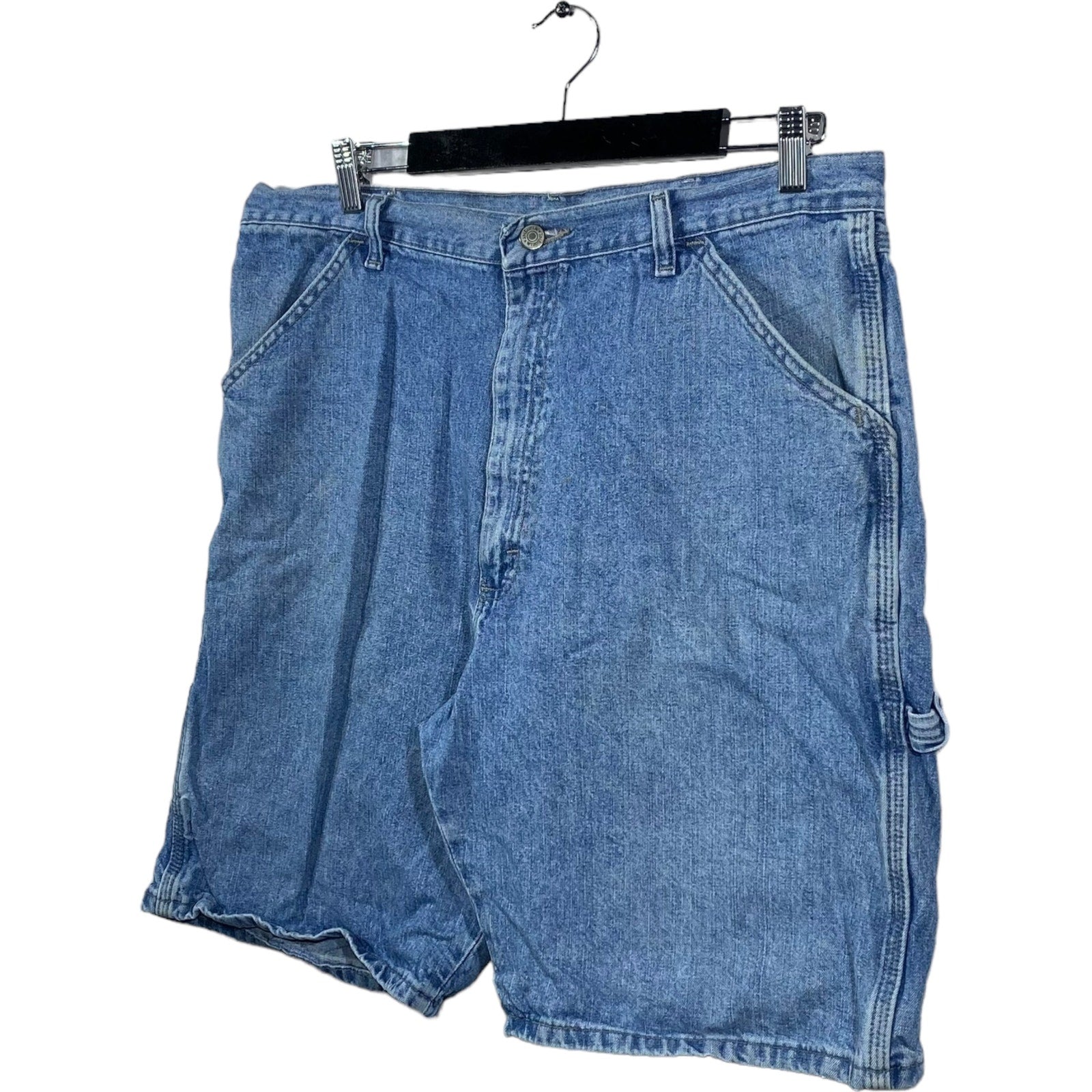 Collection of WRG Jean Co. Zip Fly Denim Carpenter Shorts in a gallery layout