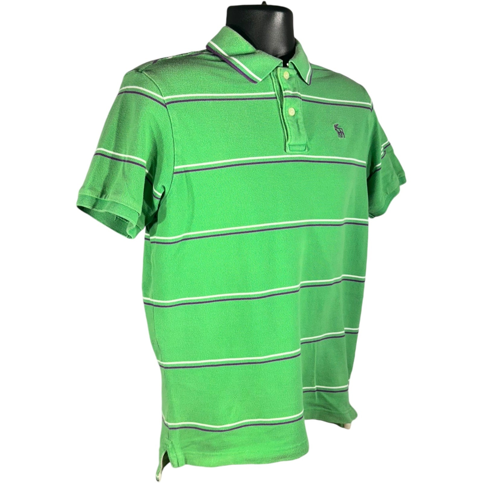 Collection of Abercrombie & Fitch Striped Short Sleeve Polo in a gallery layout