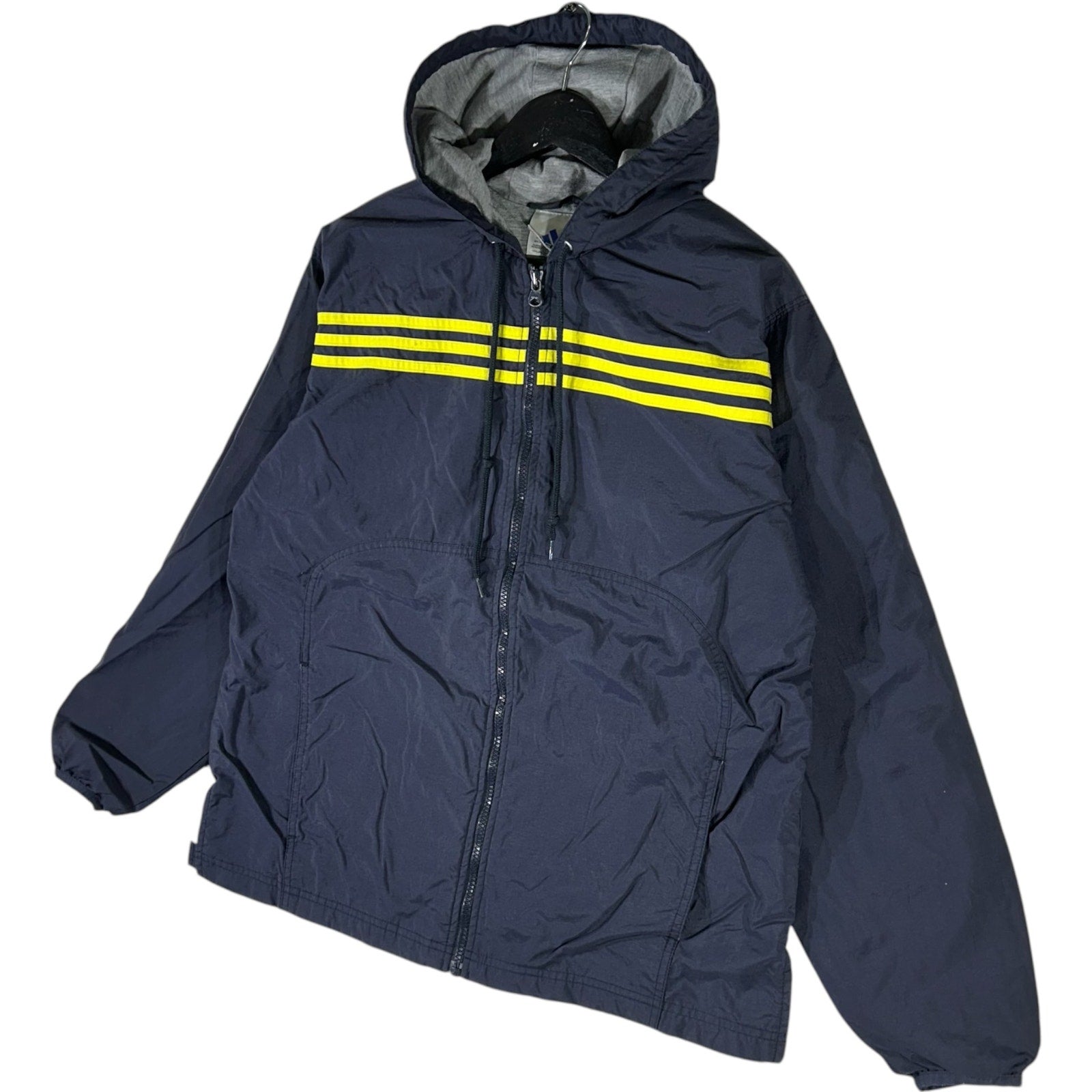 Collection of Adidas 3 Stripes Full Zip Hooded Windbreaker in a gallery layout
