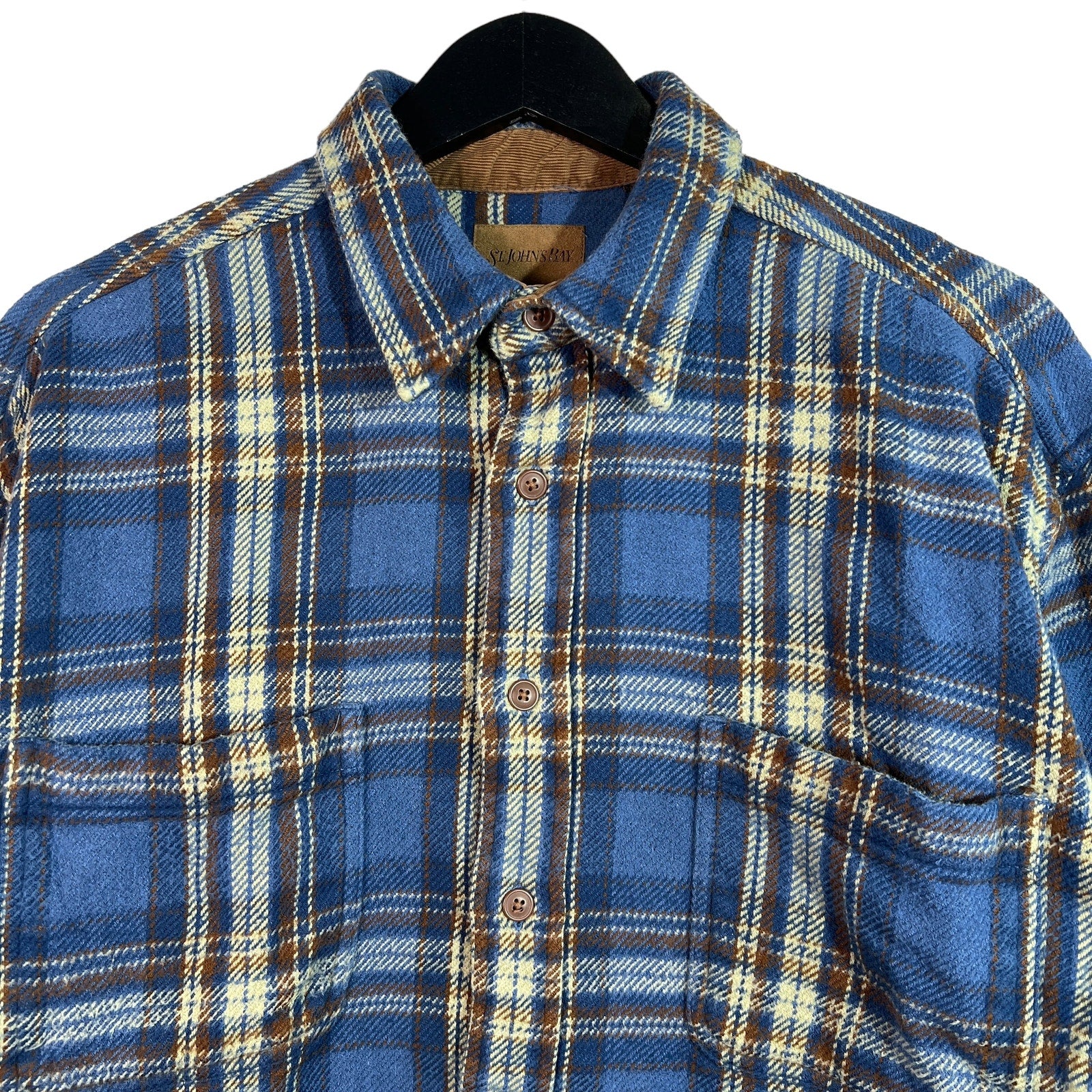 Collection of St. Johns Bay Plaid Button Up Flannel in a gallery layout