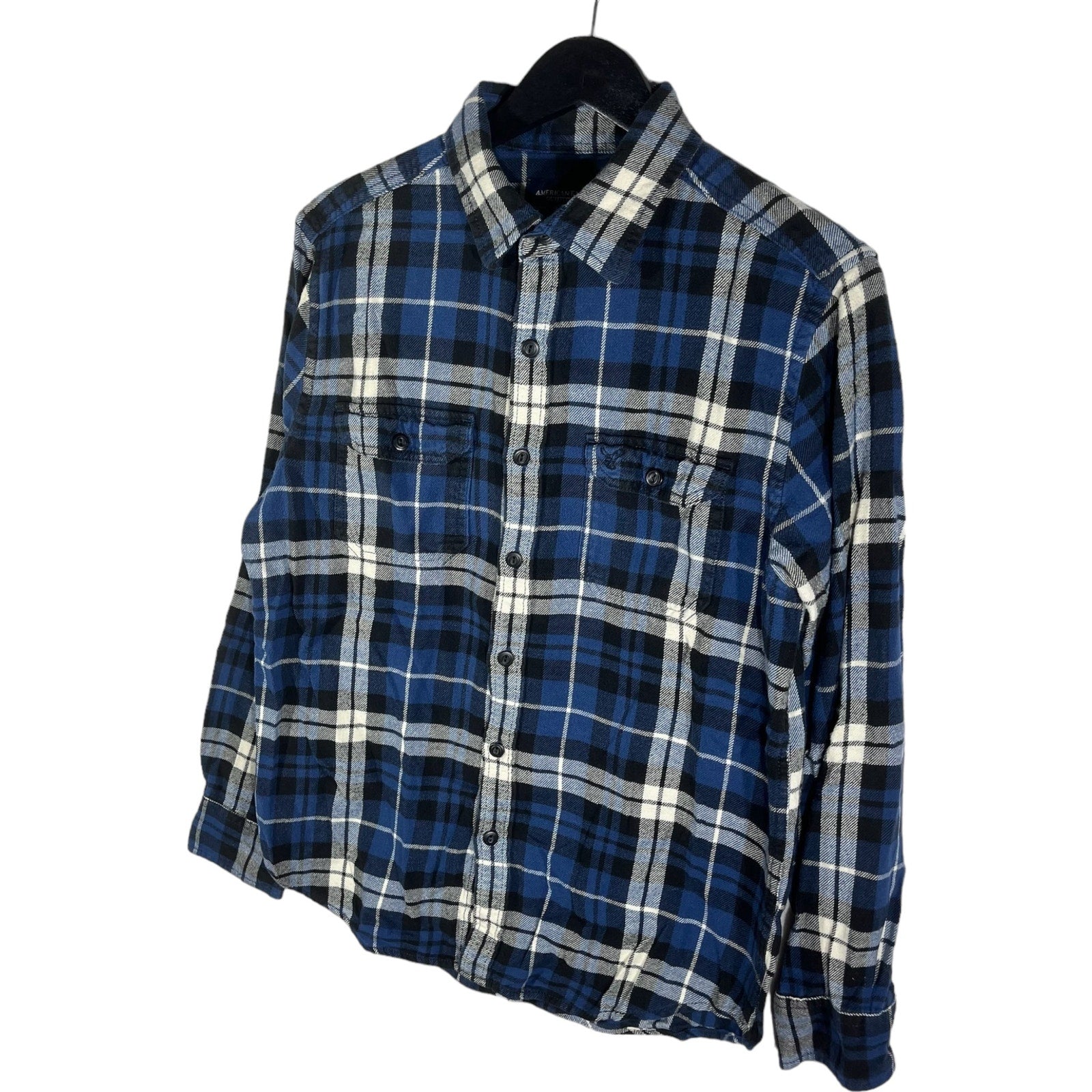 Collection of American Eagle Plaid Long Sleeve Flannel in a gallery layout