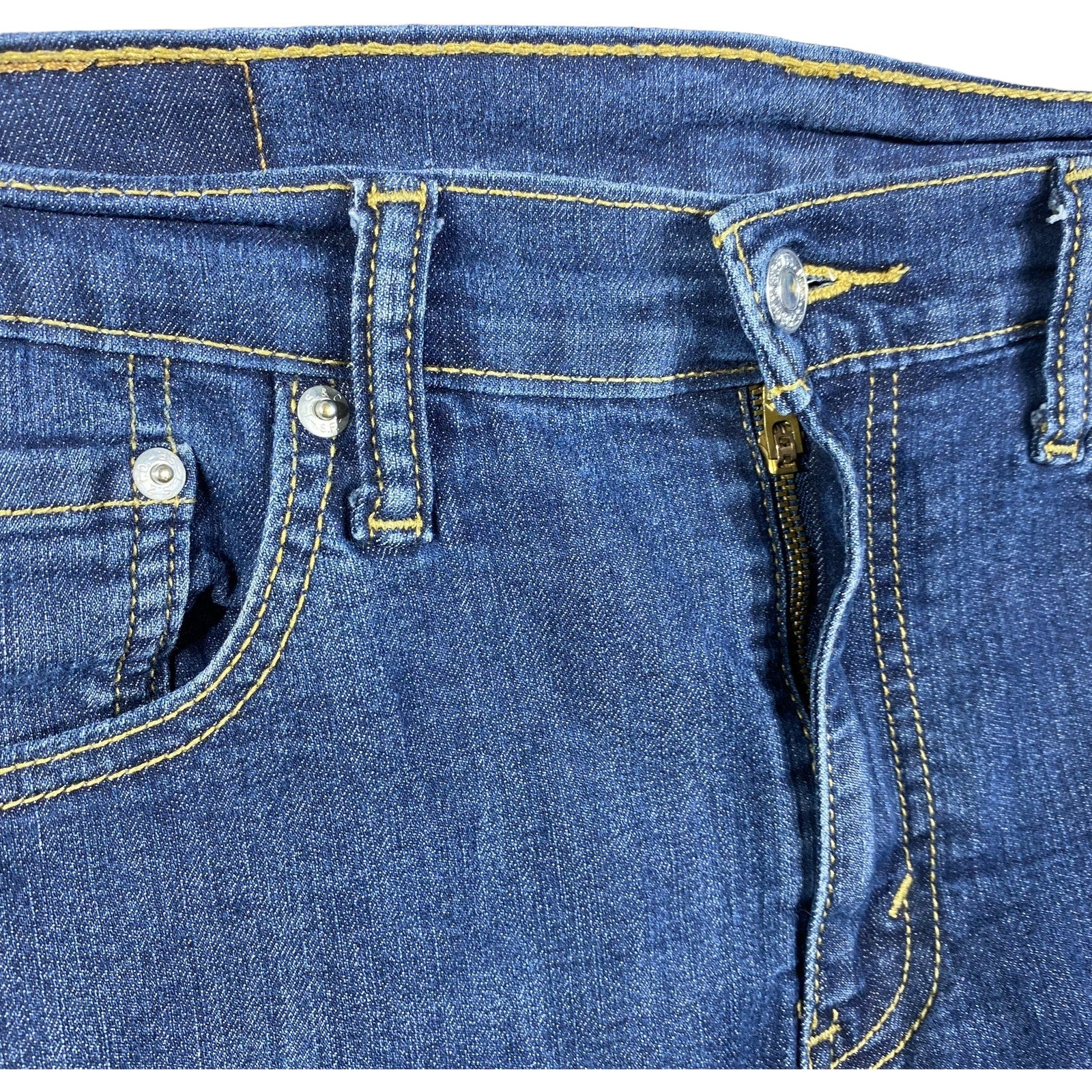 Collection of Levis 501 Zip Fly Straight Leg Dark Wash Denim Pants in a gallery layout