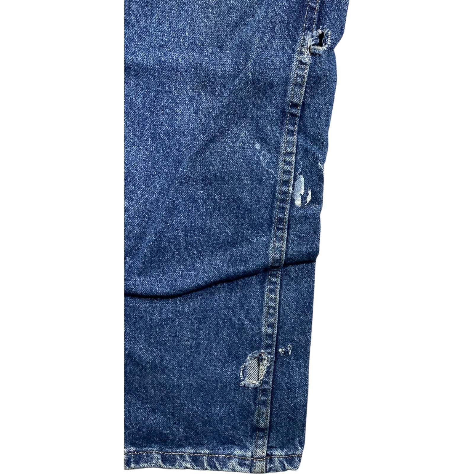 Collection of Wrangler Zip Fly Distressed Straight Leg Dark Wash Denim Pants in a gallery layout