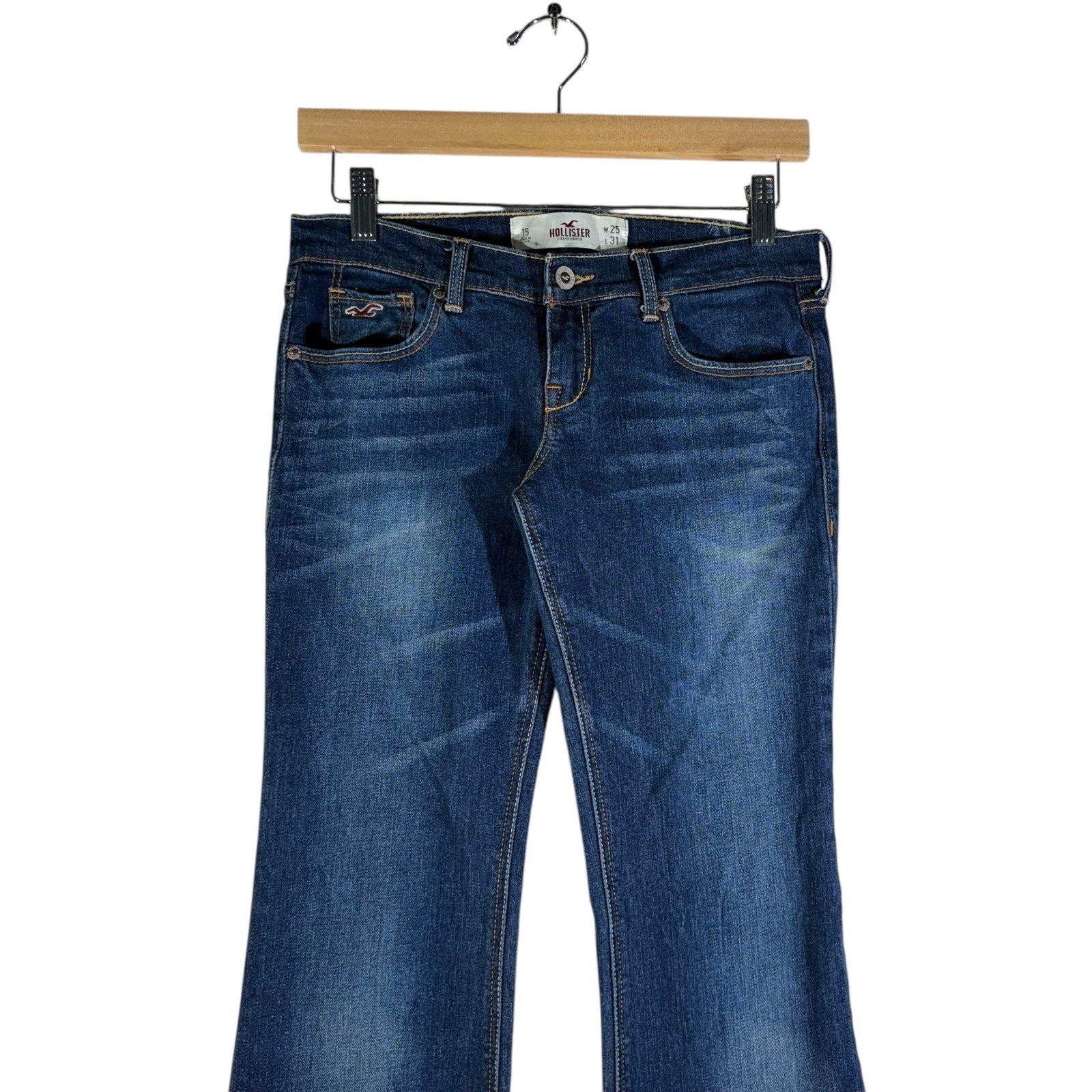 Collection of Women's Hollister Stretch Denim Flared Jeans 25x31 in a gallery layout
